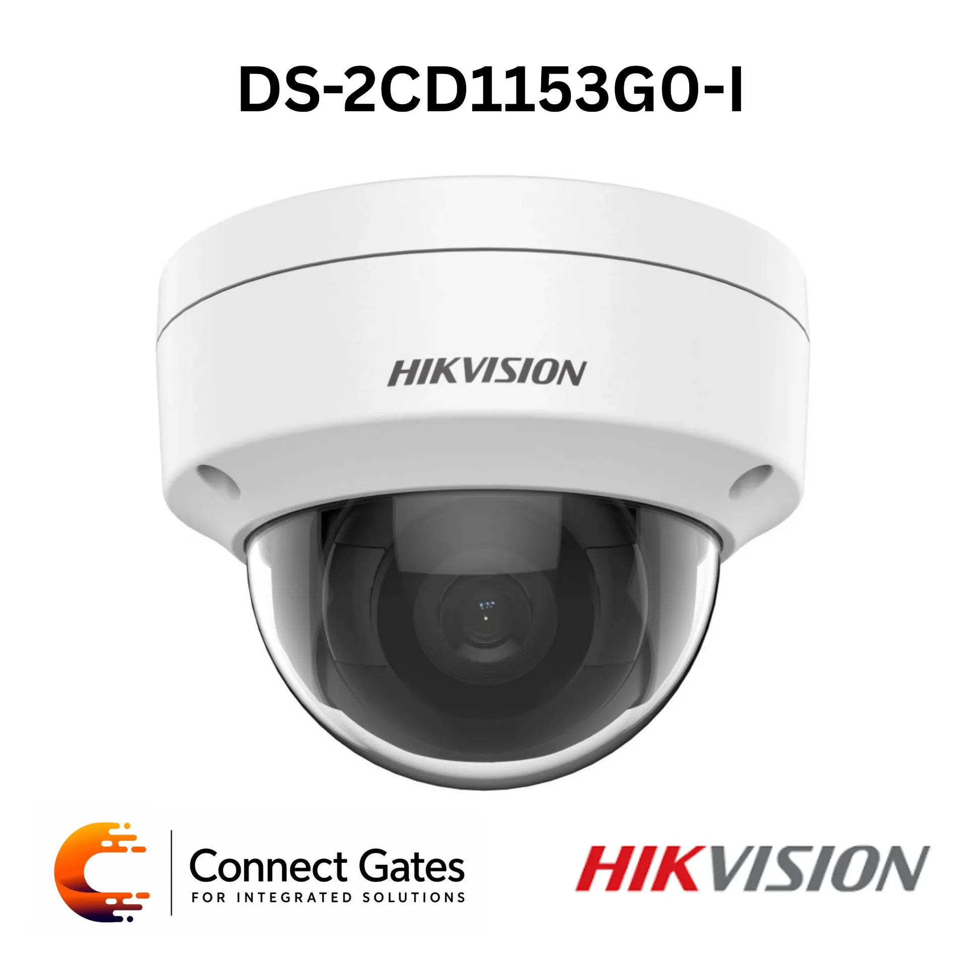 [DS-2CD1153G0-I] Hikvision DS-2CD1153G0-I – 5MP Fixed Dome Network Camera with 120dB WDR, EXIR 30m, IP67, IK10 & PoE