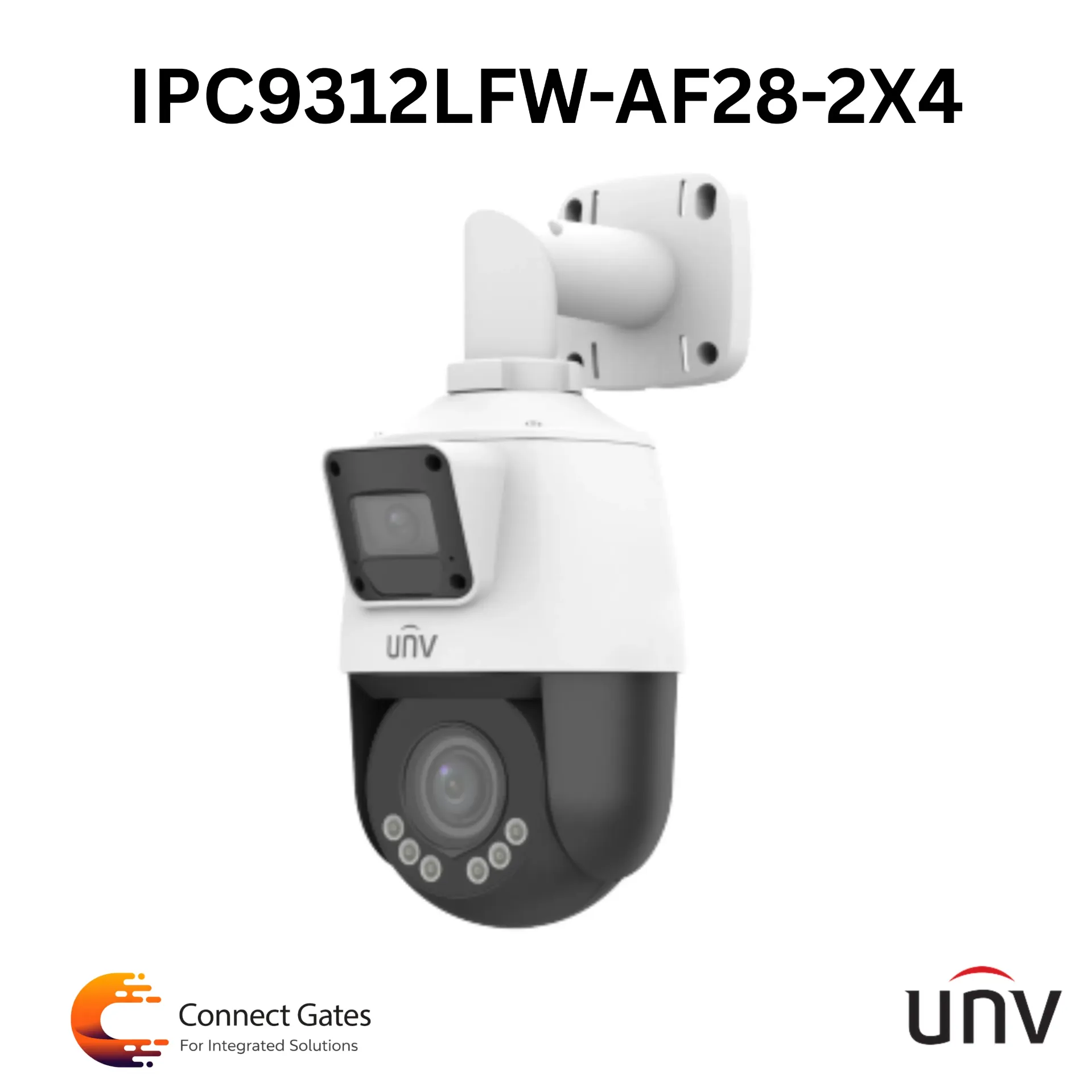 [IPC9312LFW-AF28-2X4] UNV IPC9312LFW-AF28-2X4 – 2MP + 2MP Dual-Lens IP PTZ Camera, Panorama + PTZ Auto Tracking, LightHunter, 4X Optical Zoom, Dual Mic & Speaker, Dual Light, Micro SD, IP66