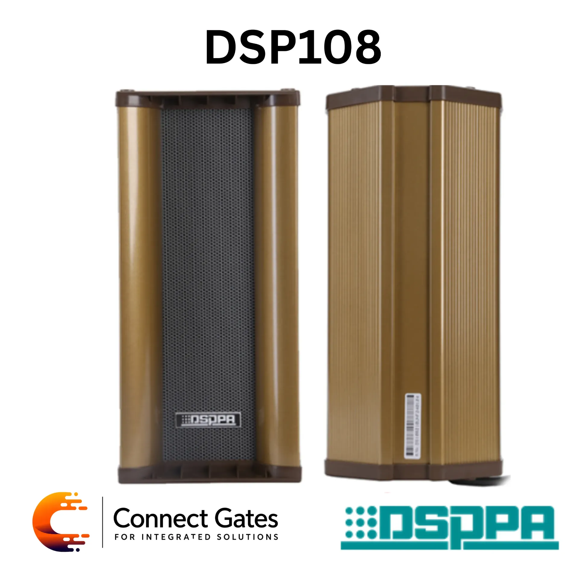 [DSP108] DSPPA DSP108 – 10W Waterproof Outdoor Column Speaker, Aluminum Mesh Commercial Public Address & Compact Professional Voice Projection Speaker