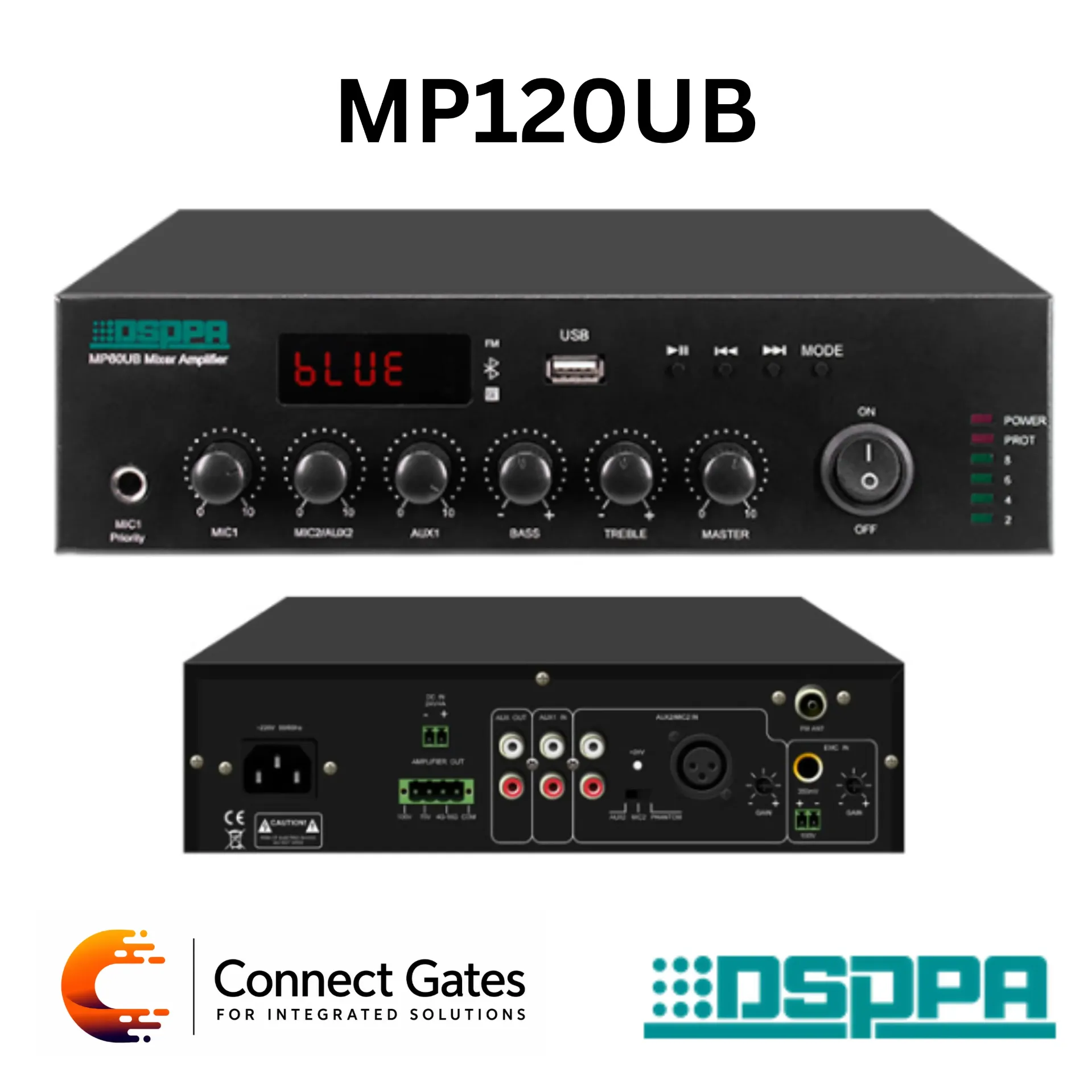 [MP120UB] DSPPA MP35UB / MP60UB / MP120UB – Mini Digital Mixer Amplifier with Bluetooth, USB, FM & Multi-Input Commercial PA System