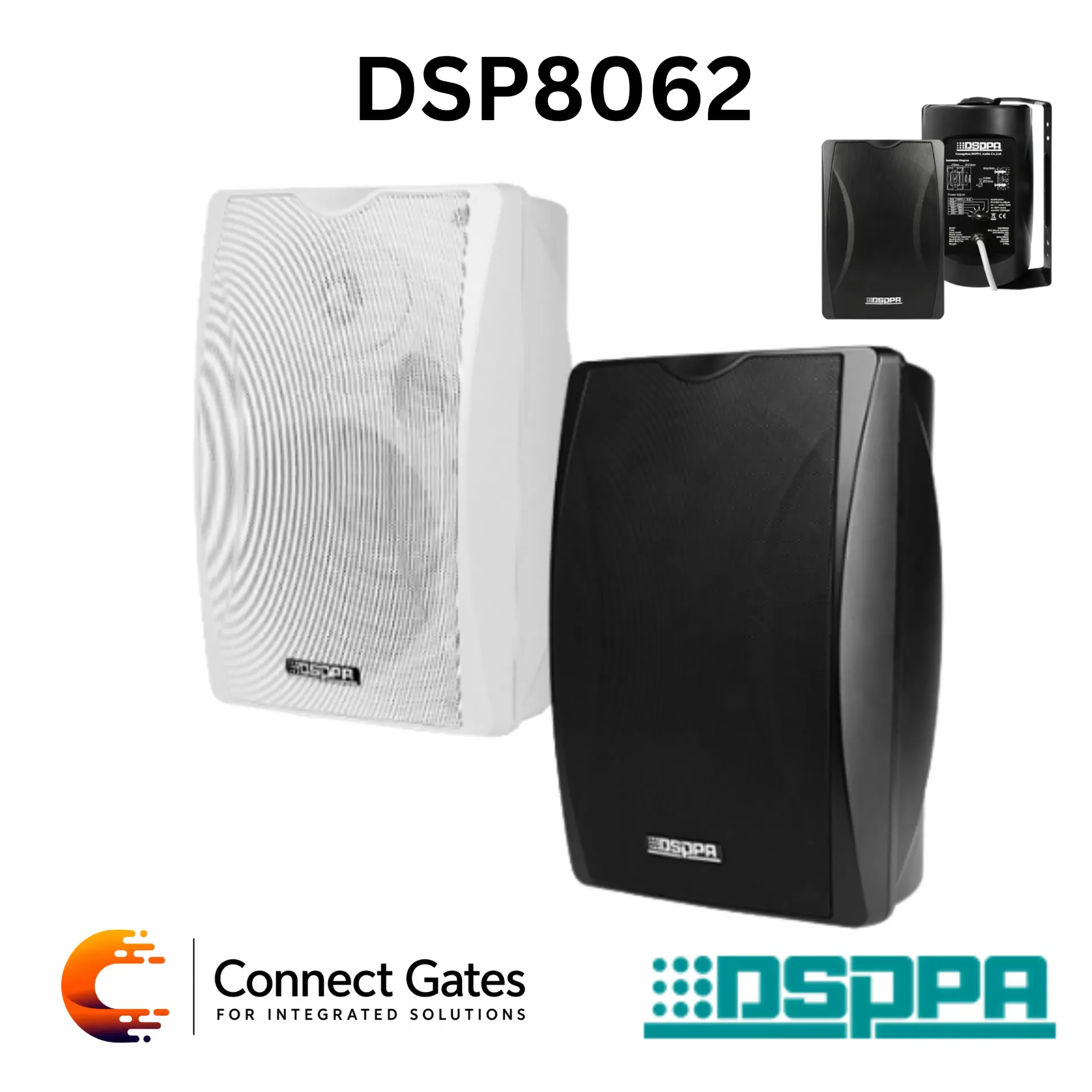 [DSP8062] DSPPA DSP8062 – 20W 4" Premium 2-Way Wall Mount Speaker with Power Tap, 70V/100V & 8Ω Commercial Public Address & High-Fidelity Background Music Speaker