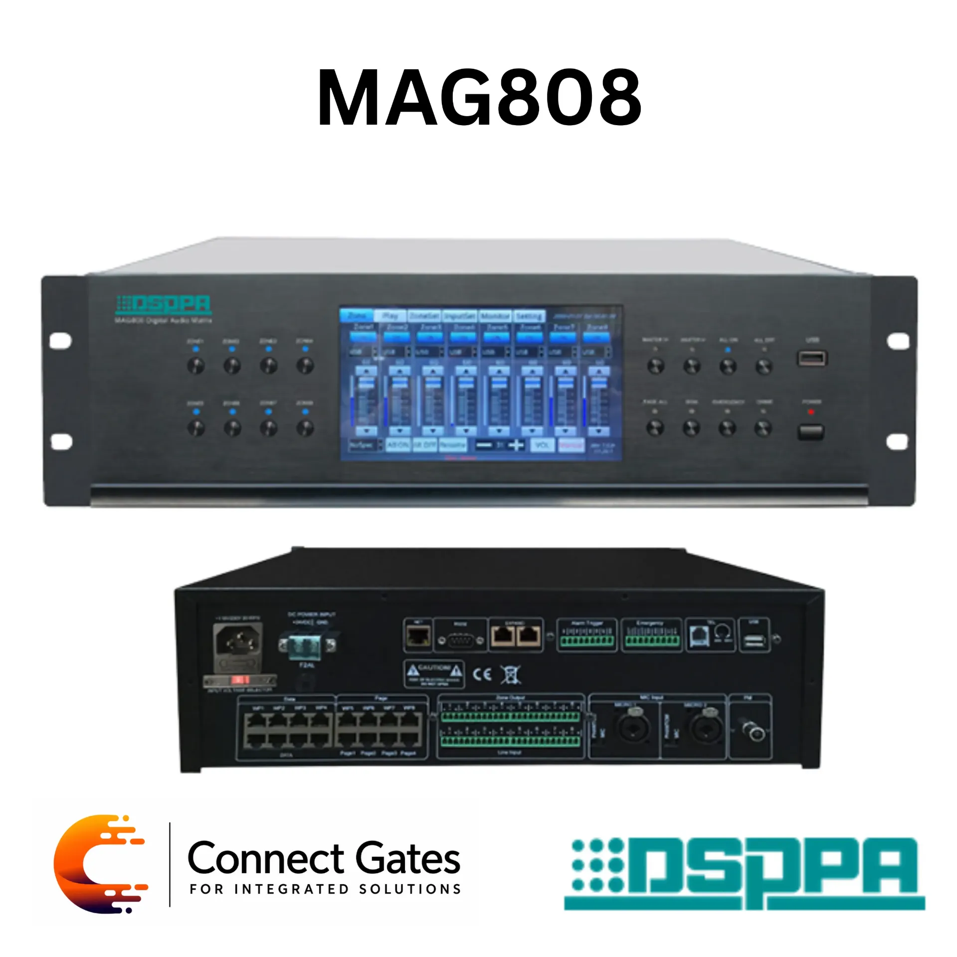 [MAG808] DSPPA MAG808 – 8×8 Digital Audio Matrix & Paging Controller with Touch Screen, DSP & Network Control