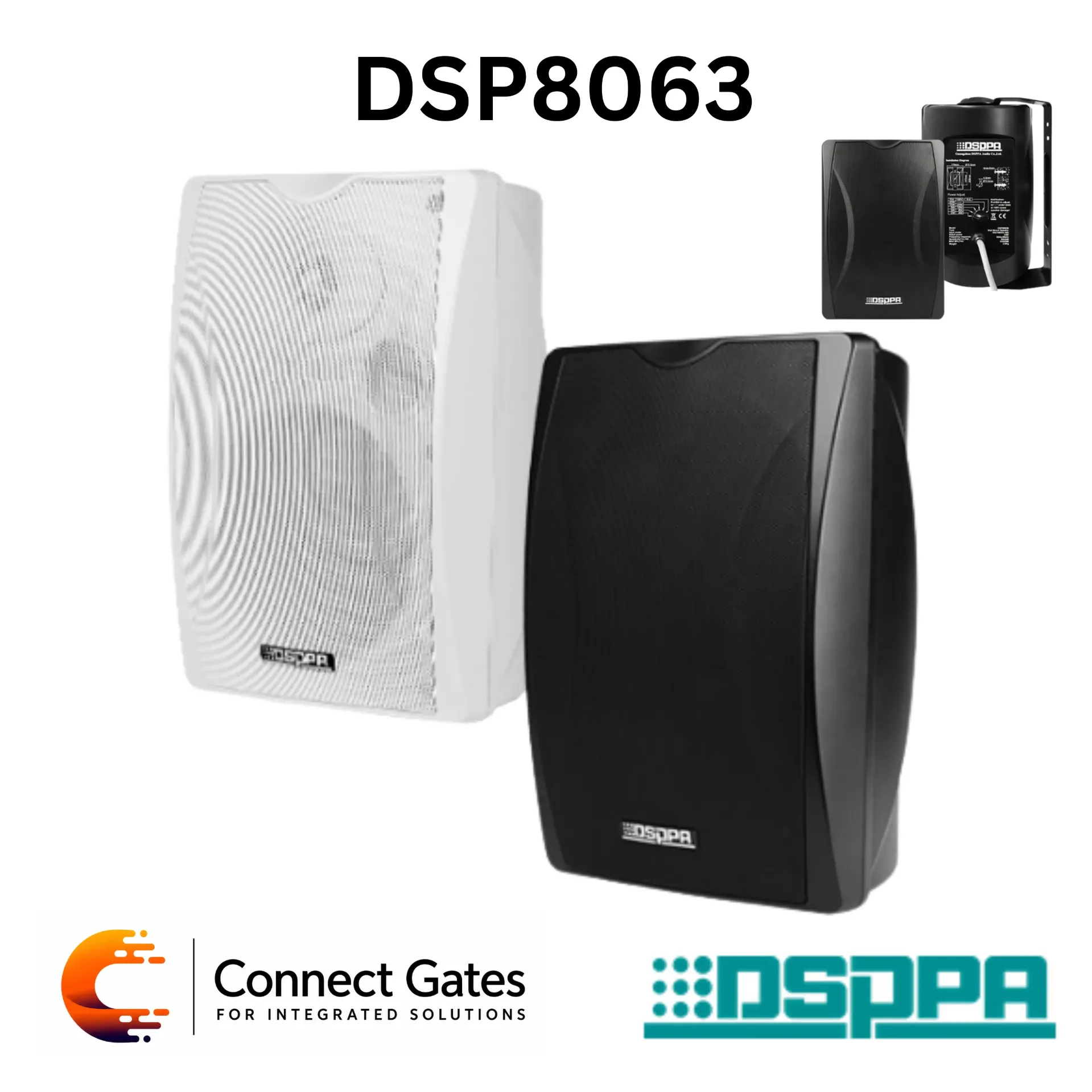 [DSP8063] DSPPA DSP8063 – 30W Premium 5" 2-Way Wall Mount Speaker with Power Tap, 70V/100V & 8Ω Commercial Public Address & High-Fidelity Background Music Speaker