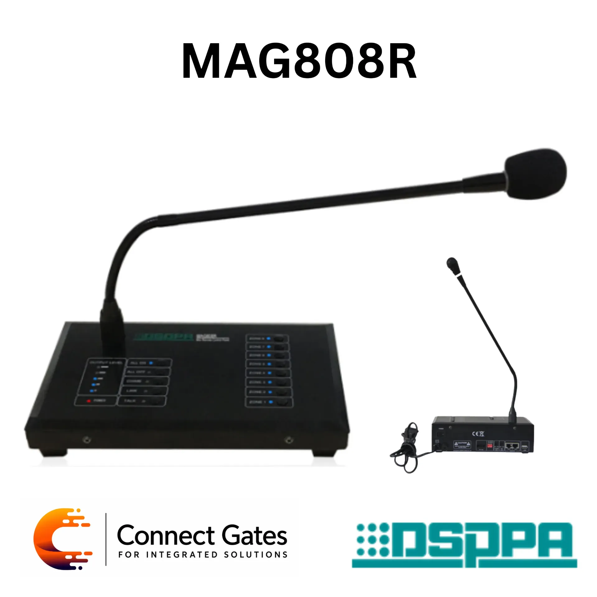 [MAG808R] DSPPA MAG808R – 8-Zone Remote Paging Microphone with Chime & Zone Control for MAG808 System
