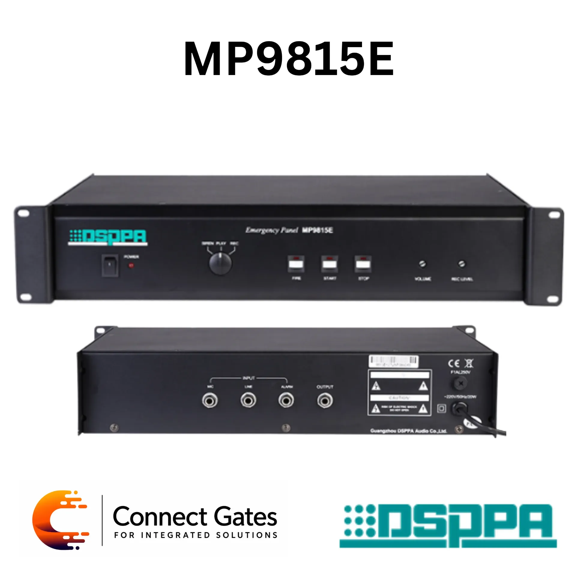 [MP9815E] DSPPA MP9815E – PA System Emergency Panel with Siren, Recording & Alarm Trigger