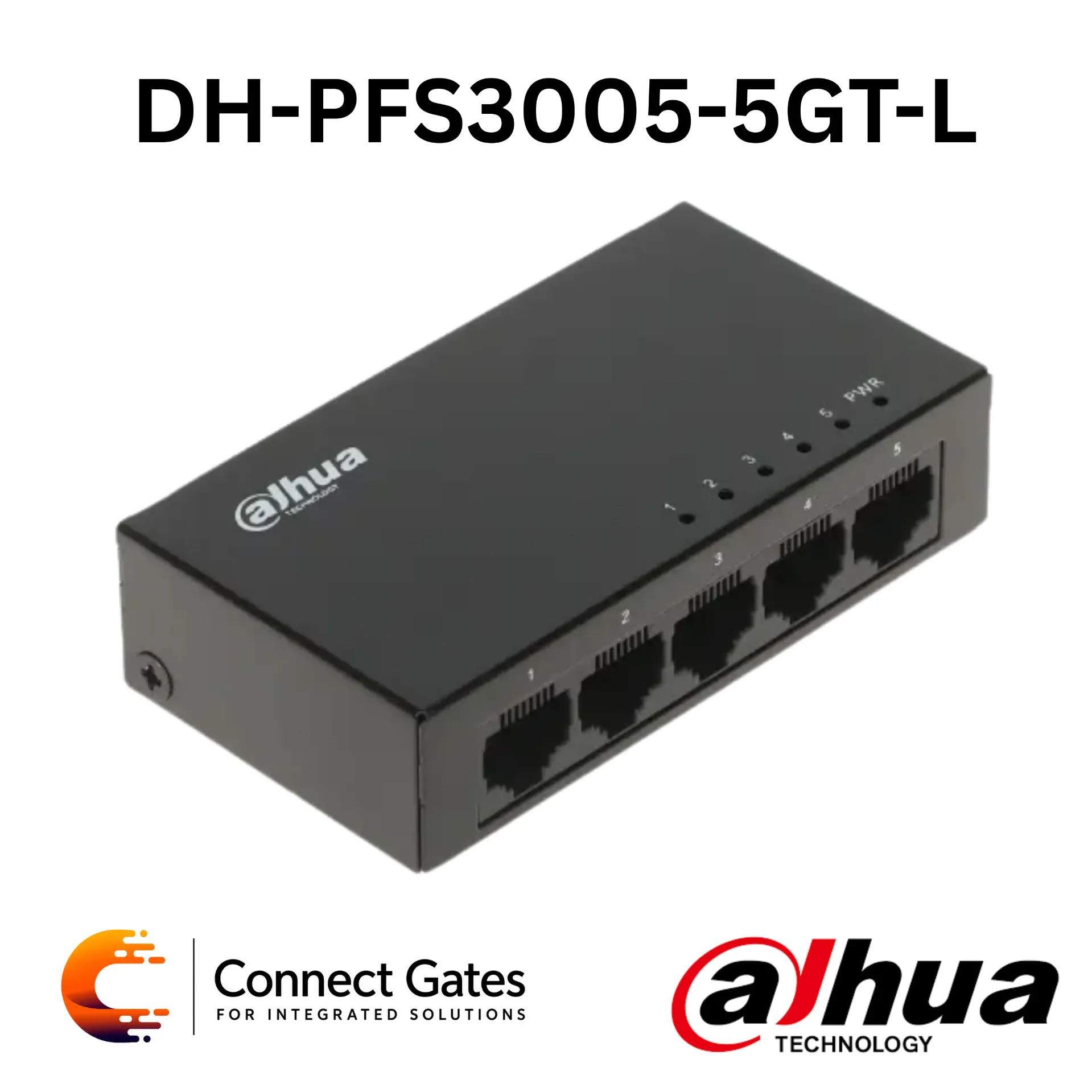 [DH-PFS3005-5GT-L] Dahua DH-PFS3005-5GT-L – 5-Port Desktop Gigabit Ethernet Switch with Plug & Play, Compact Design & 10Gbps Switching Capacity
