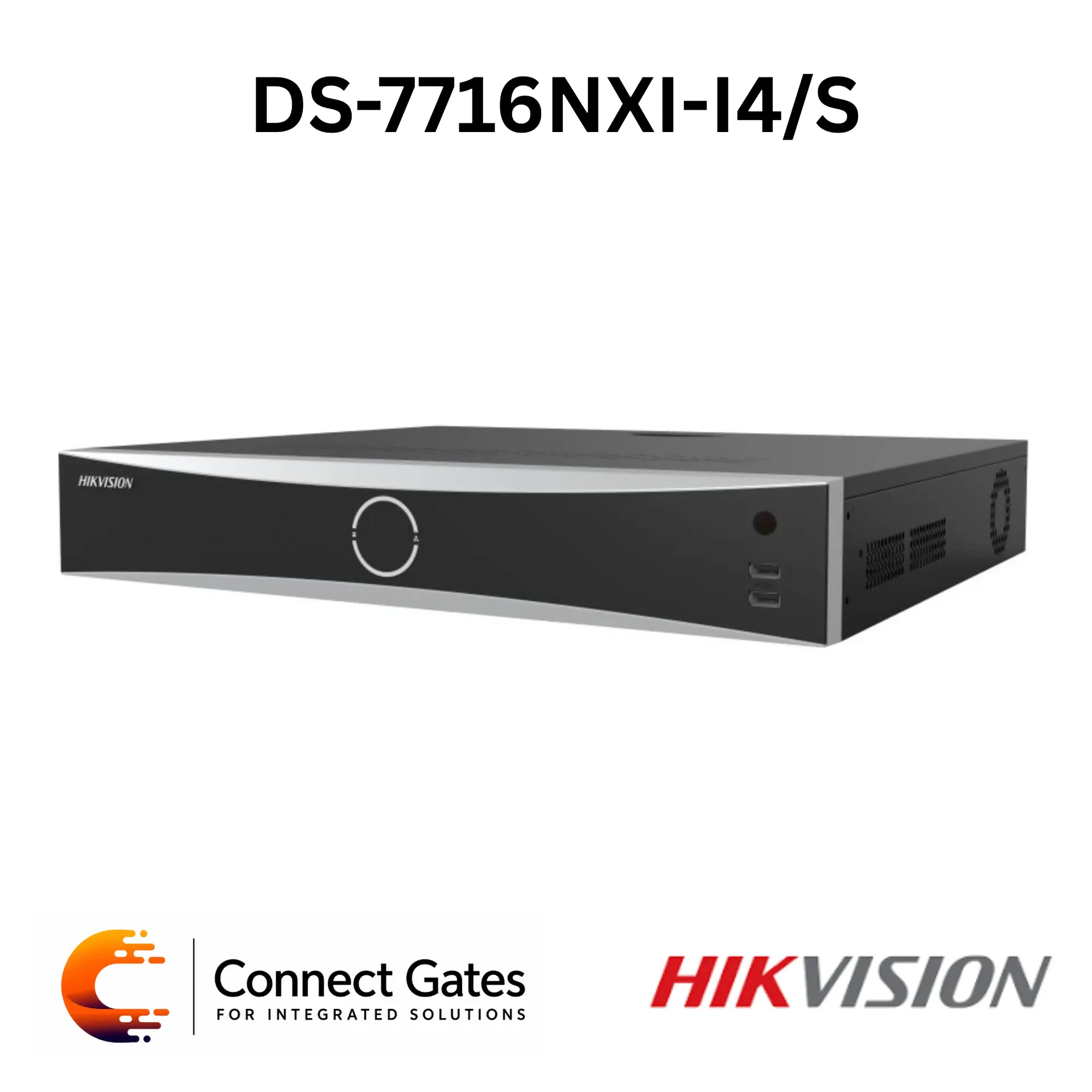 Hikvision DS-7716NXI-I4/S – 16-Channel AcuSense 4K NVR with AI Analytics, 4 SATA Bays, Dual LAN & H.265+