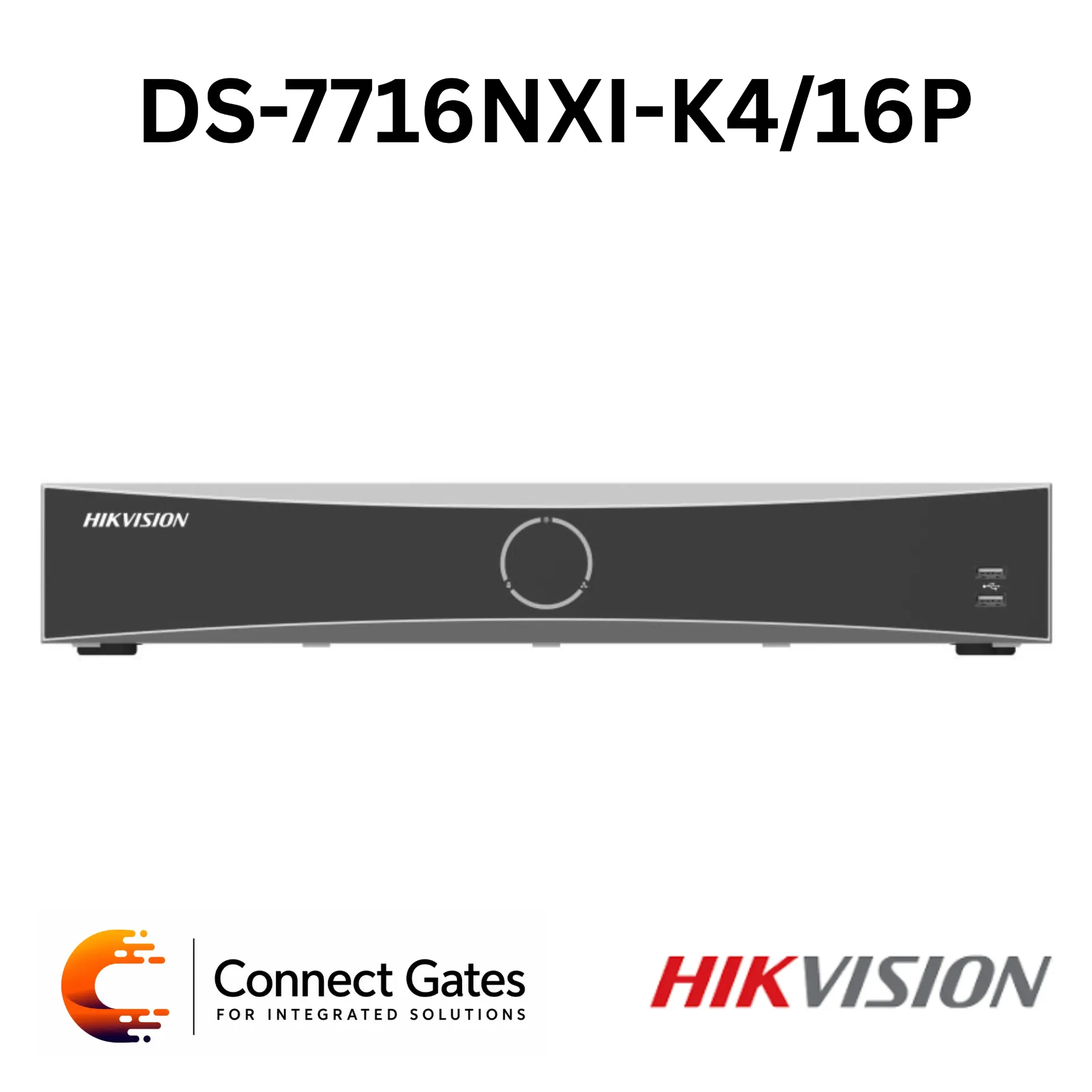 Hikvision DS-7716NXI-K4/16P – 16-Channel AcuSense PoE 4K NVR with 16 PoE Ports, AI Analytics, 12MP Recording, 160Mbps Bandwidth, 4 SATA Bays & 40TB Total HDD Support