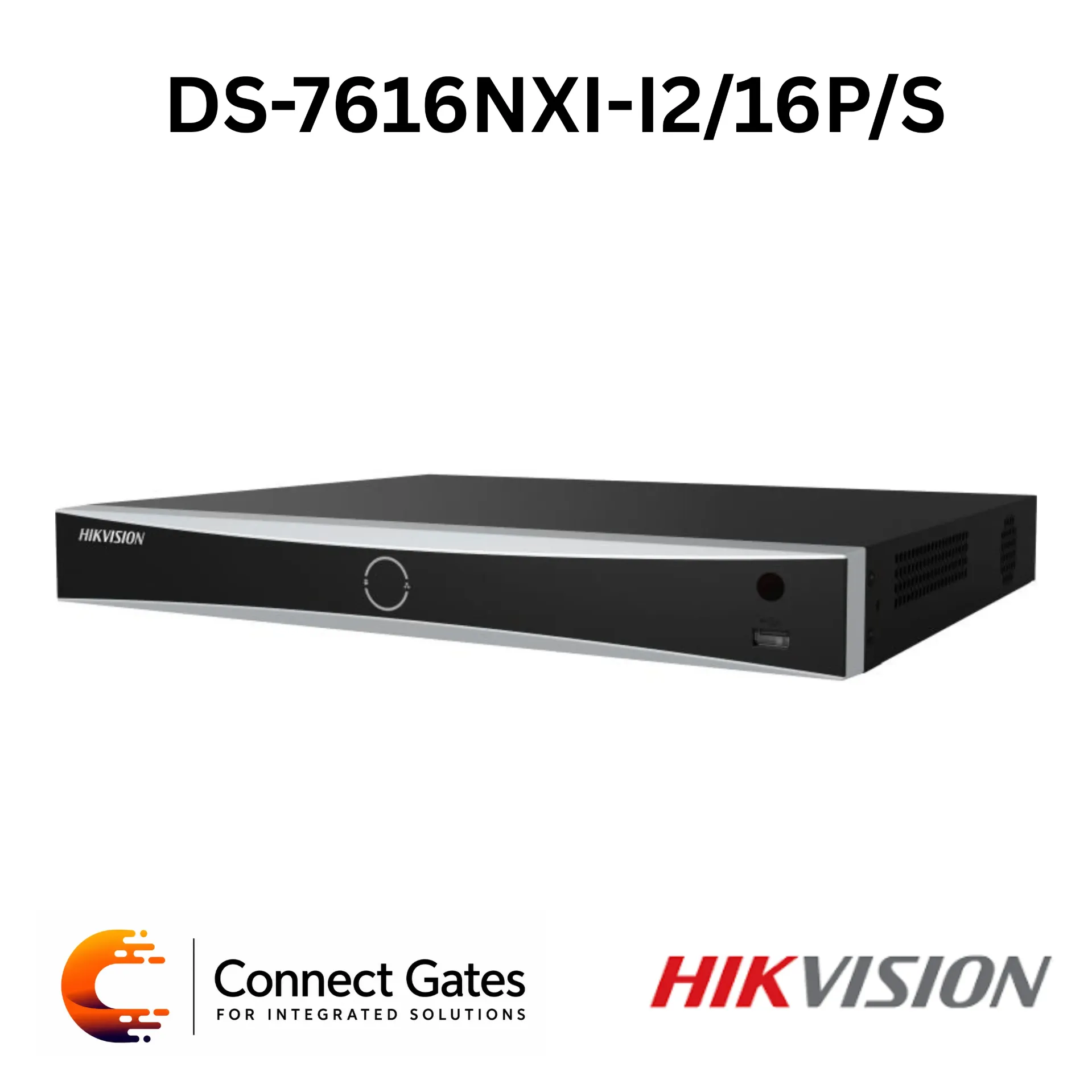Hikvision DS-7616NXI-I2/16P/S – 16-Channel AcuSense 4K NVR with 16 PoE Ports, AI Analytics, 2 SATA Bays & H.265+