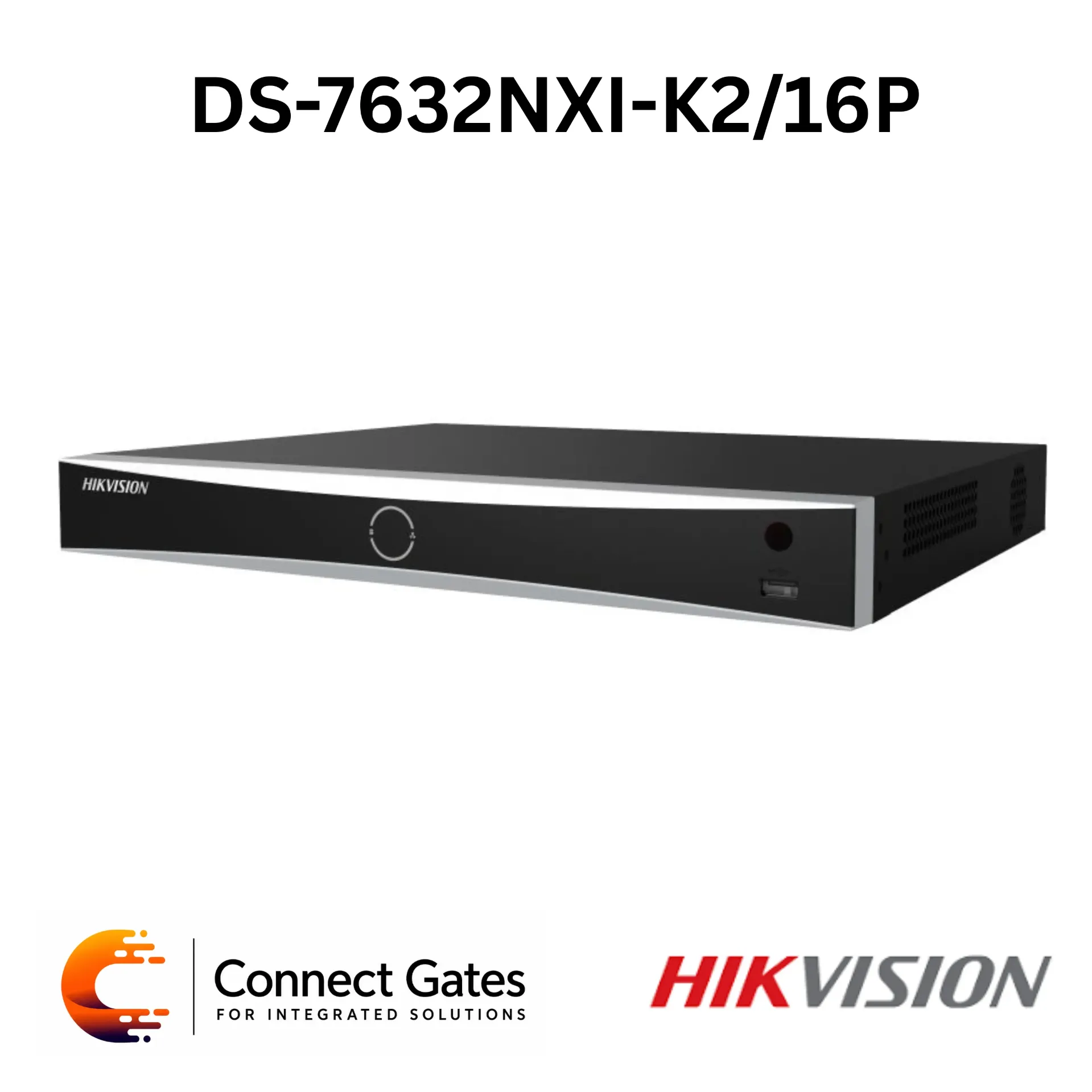 Hikvision DS-7632NXI-K2/16P – 32-Channel K Series AcuSense 4K NVR with 16 PoE Ports, AI Analytics, 2 SATA Bays & H.265+