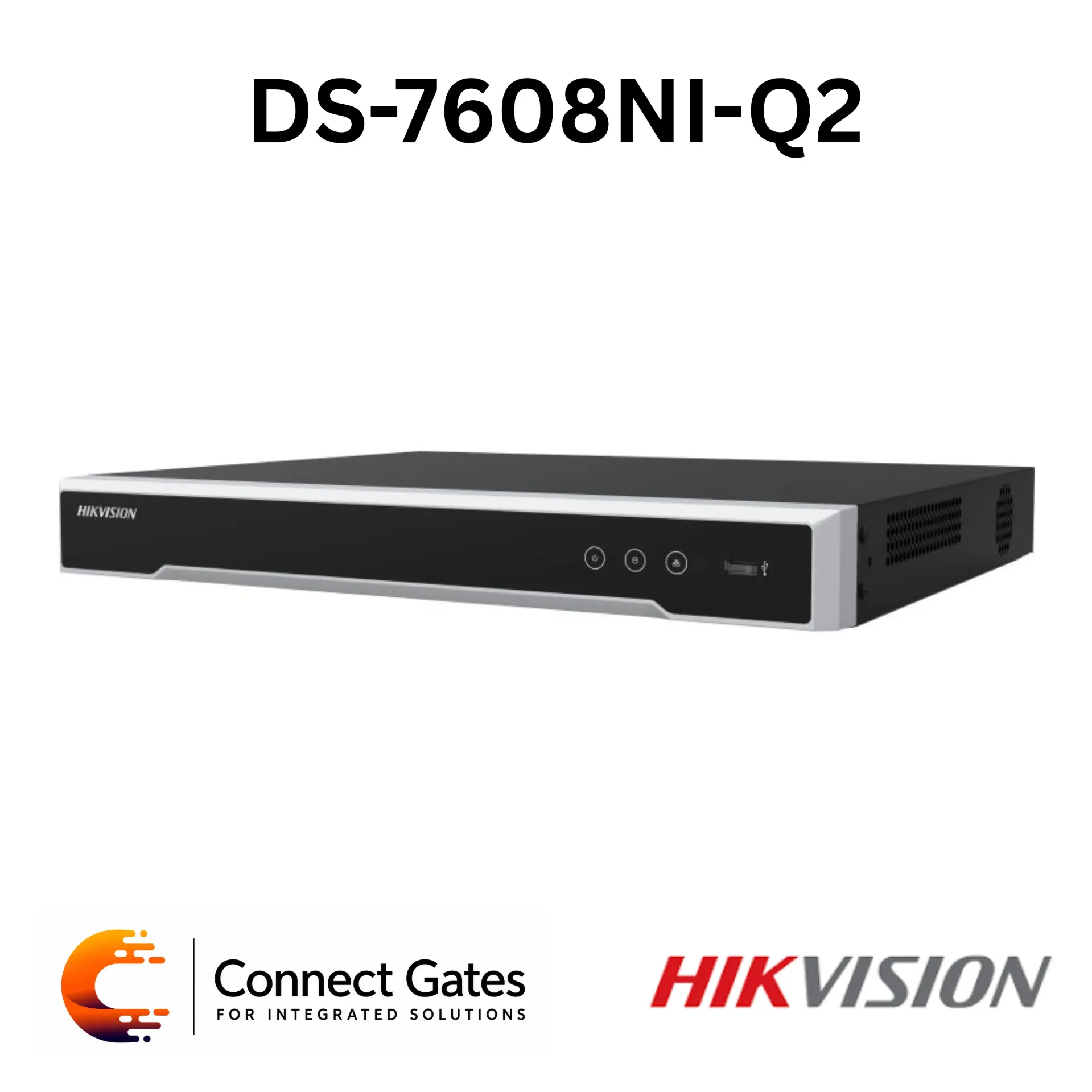 Hikvision DS-7608NI-Q2 – 8-Channel NVR with H.265+, 4K HDMI Output, 80Mbps Incoming Bandwidth, 2 SATA Bays & 16TB Total HDD Support