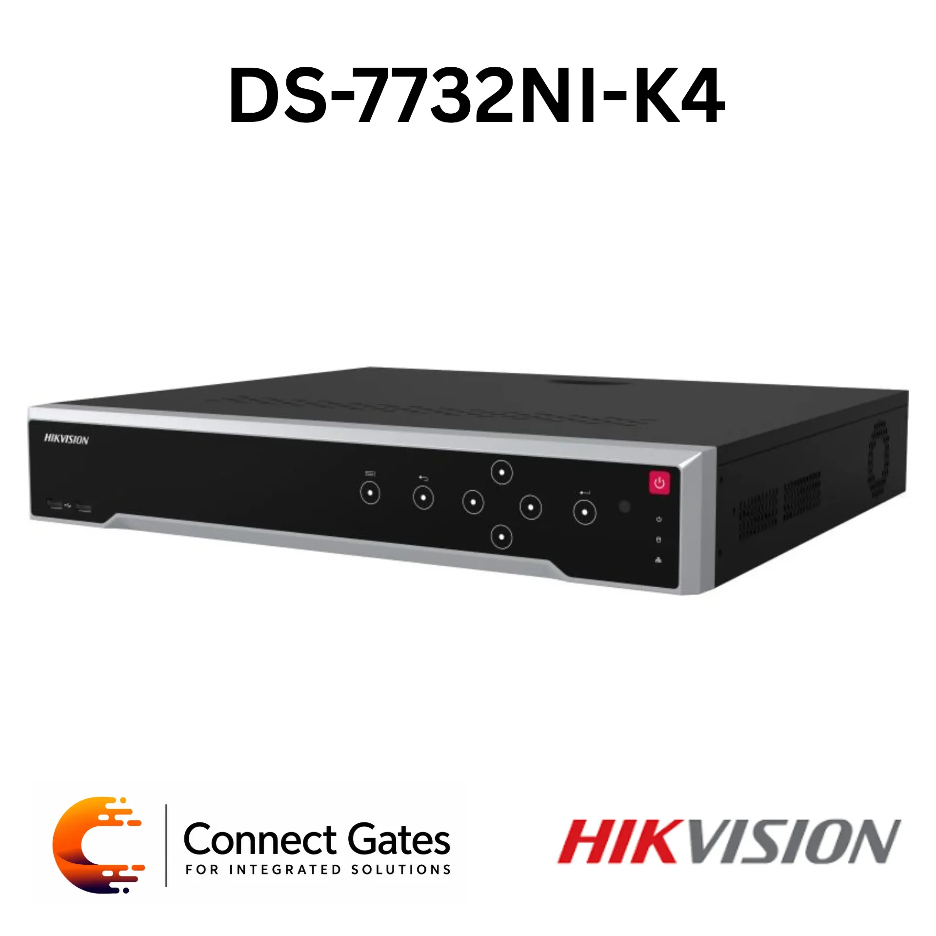 Hikvision DS-7732NI-K4 – 32-Channel Professional NVR with H.265+, Independent 4K HDMI/VGA Output, 4 SATA Bays, 256Mbps Incoming Bandwidth & 40TB Total HDD Support