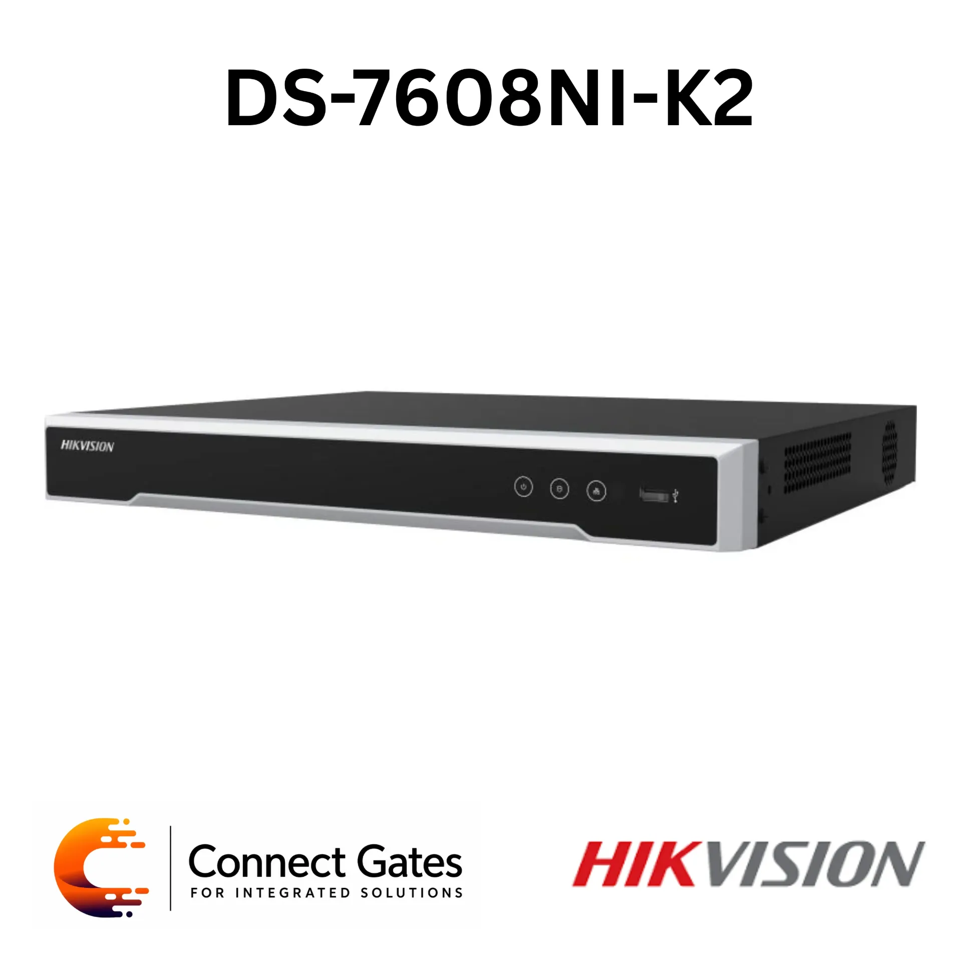 Hikvision DS-7608NI-K2 – 8-Channel NVR with H.265+, Independent 4K HDMI/VGA Output, 80Mbps Incoming Bandwidth, 2 SATA Bays & 20TB Total HDD Support