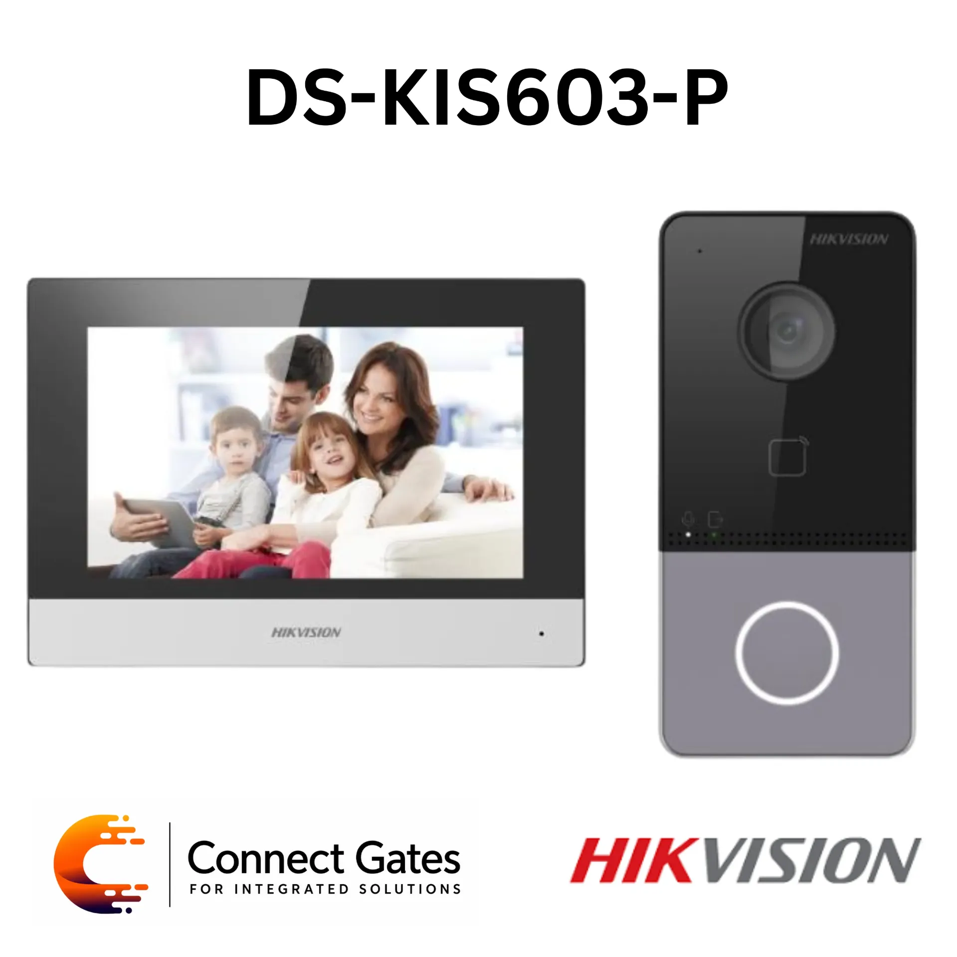 [DS-KIS603-P(C)] Hikvision DS-KIS603-P(C) – Video Intercom Network Bundle with 7" Touch Indoor Station, 1080p Door Station, Hik-Connect Mobile Control, PoE, 2.4GHz Wi-Fi & IP65 Protection