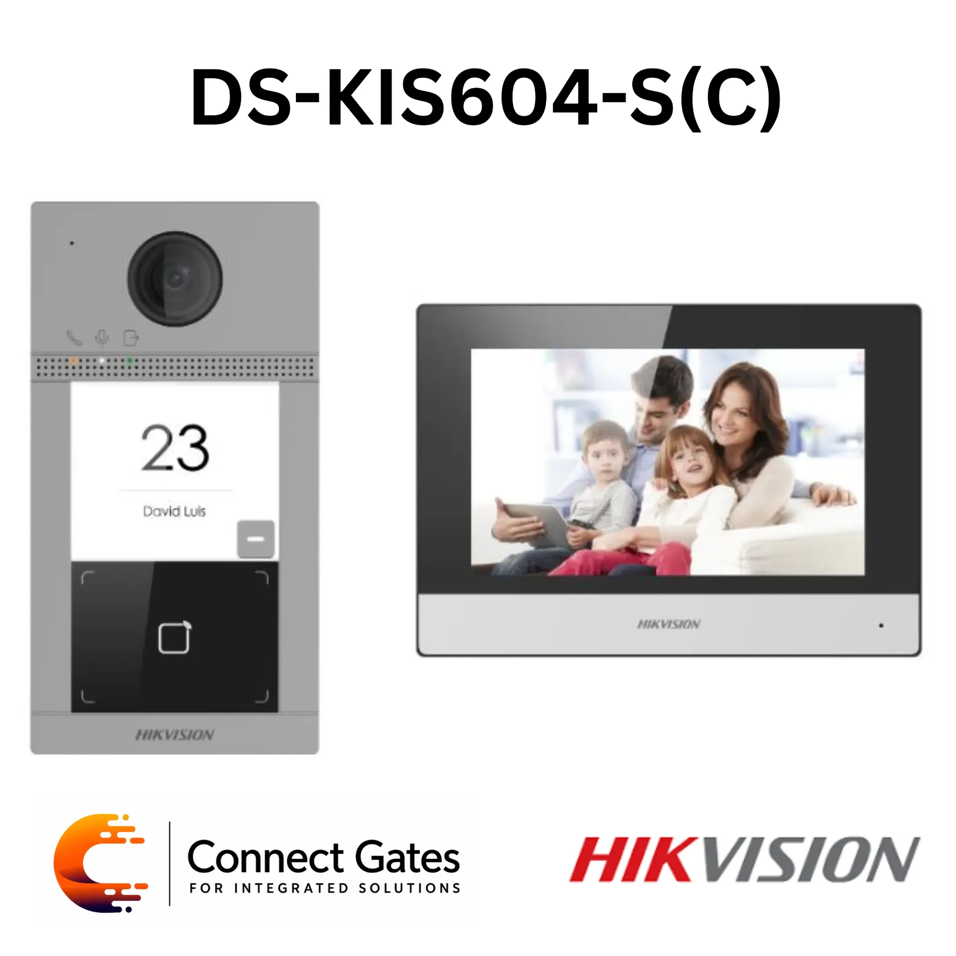 [DS-KIS604-S(C)] Hikvision DS-KIS604-S(C) – Network Video Intercom Bundle with 7" Touch Indoor Station, 1080p Door Station, Hik-Connect Mobile Control, PoE Switch, Wi-Fi & IP65 Protection