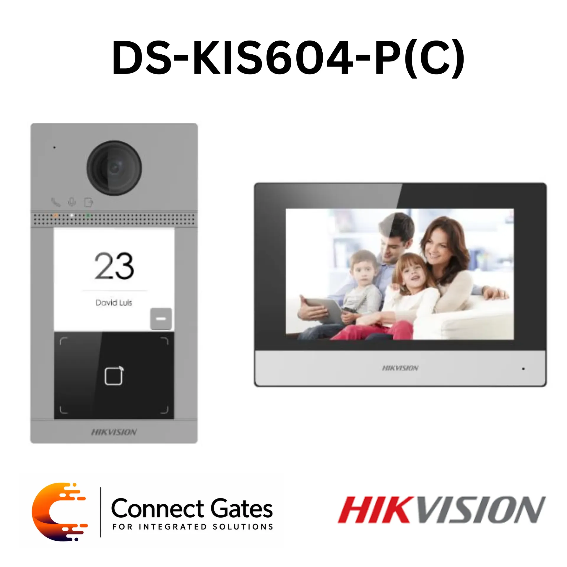[DS-KIS604-P(C)] Hikvision DS-KIS604-P(C) – IP Video Intercom Bundle with 7" Touch Indoor Station, 1080p Door Station, Hik-Connect Mobile Control, PoE, Wi-Fi & IP65 Protection
