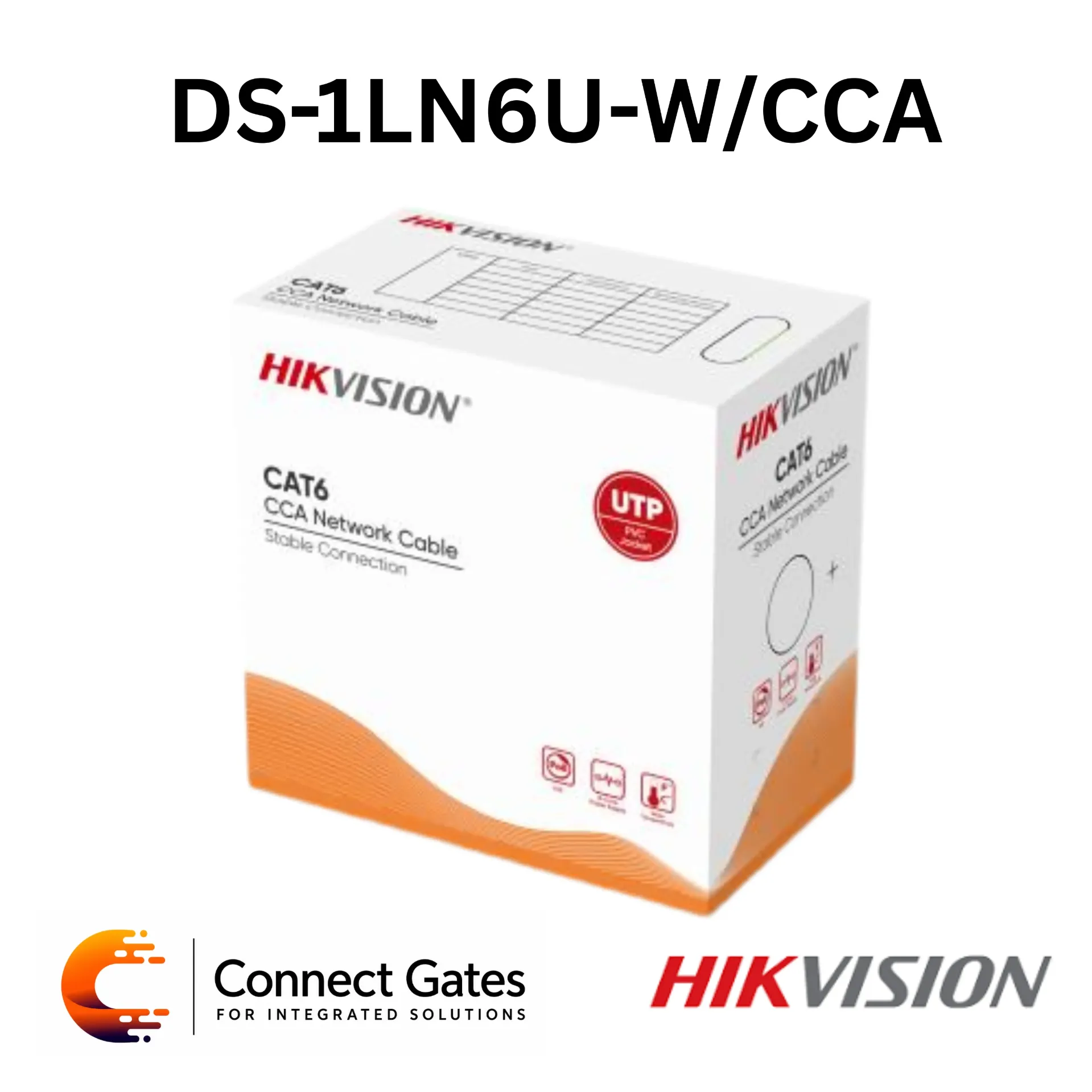 [DS-1LN6U-W/CCA] Hikvision DS-1LN6U-W/CCA – U/UTP CAT6 4P 23AWG CCA PVC Cable 305m White