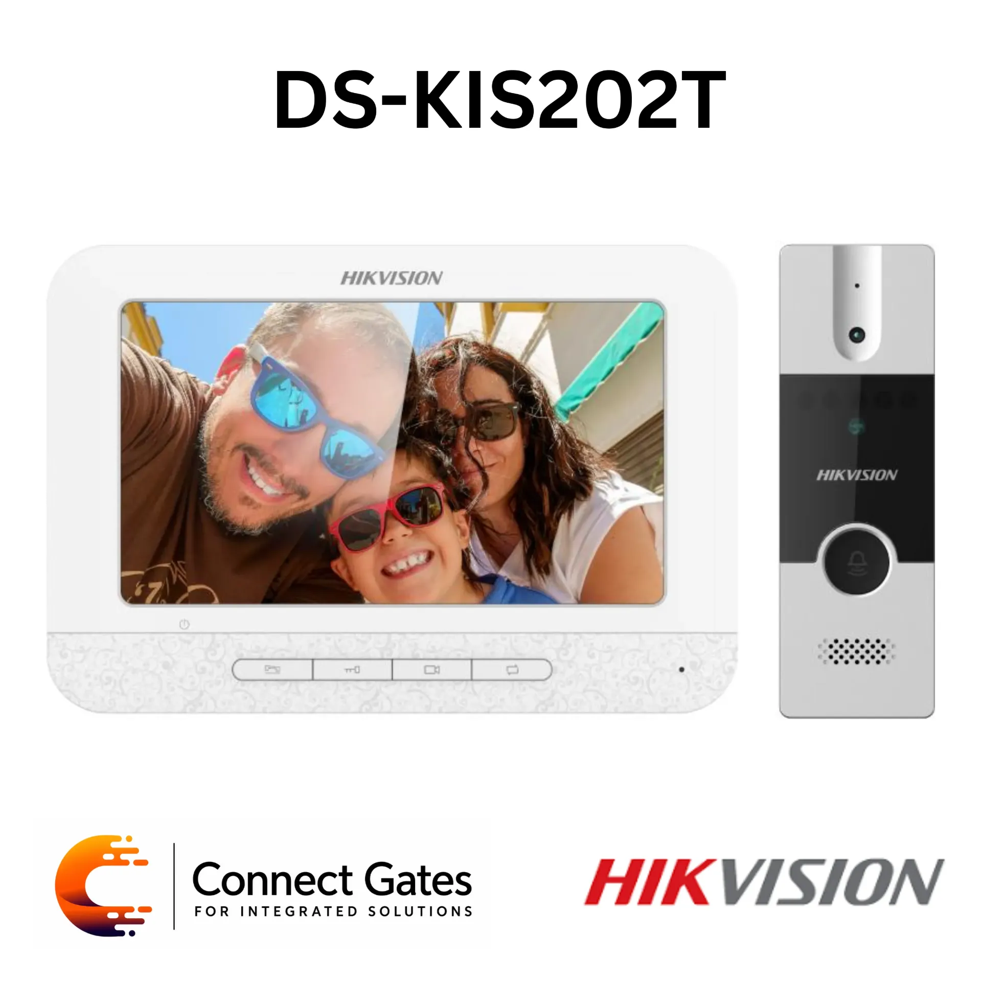 [DS-KIS202T] Hikvision DS-KIS202T – Villa Analog Video Intercom Kit with 7" Indoor Monitor, 1080p Door Station, 4-Wire Connection & One-Button Calling
