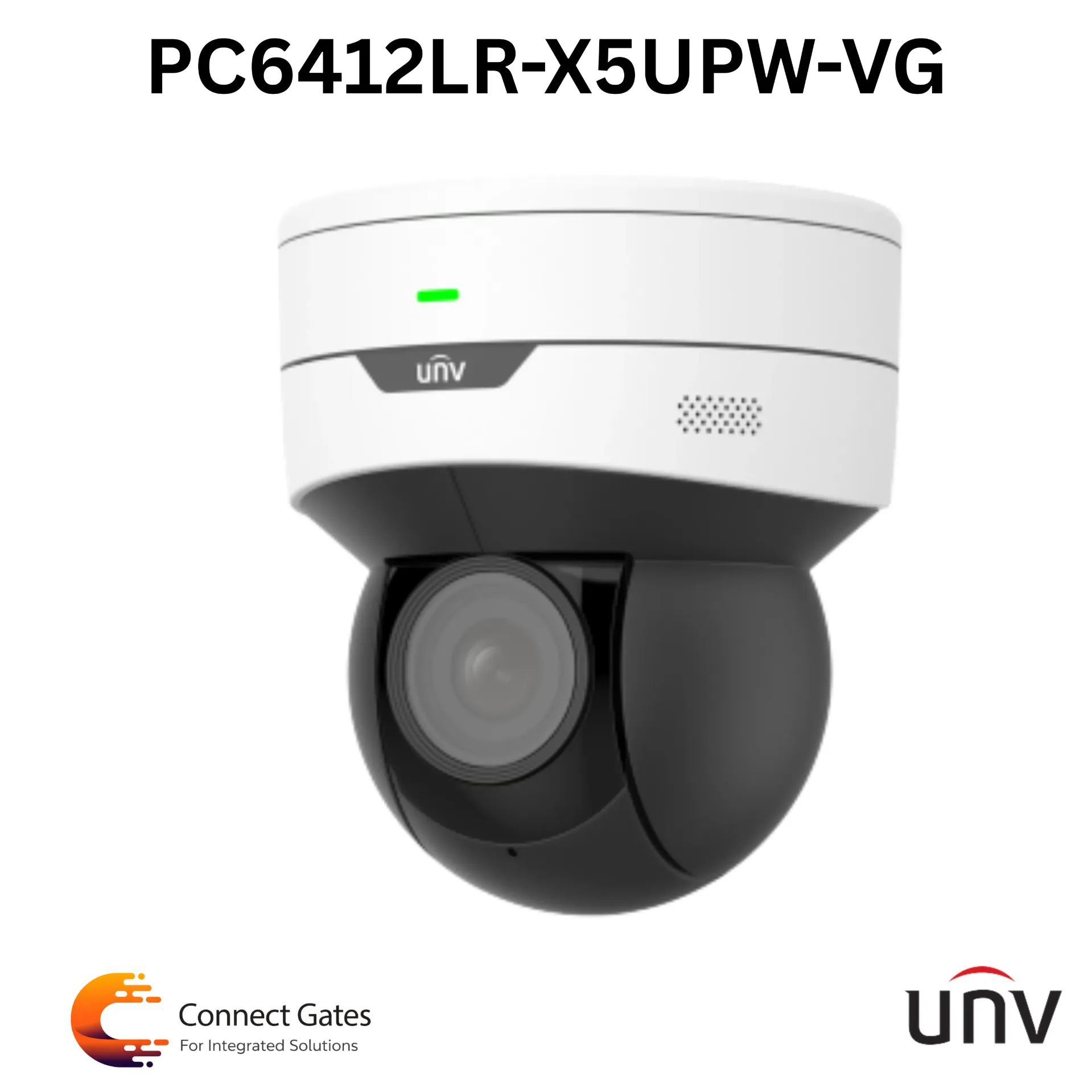 [IPC6412LR-X5UPW-VG] UNV IPC6412LR-X5UPW-VG – 2MP WiFi Mini PTZ Dome Camera, LightHunter, 5X Optical Zoom, True WDR, AI Detection, Built-in Mic & Speaker, Alarm I/O, Micro SD, PoE
