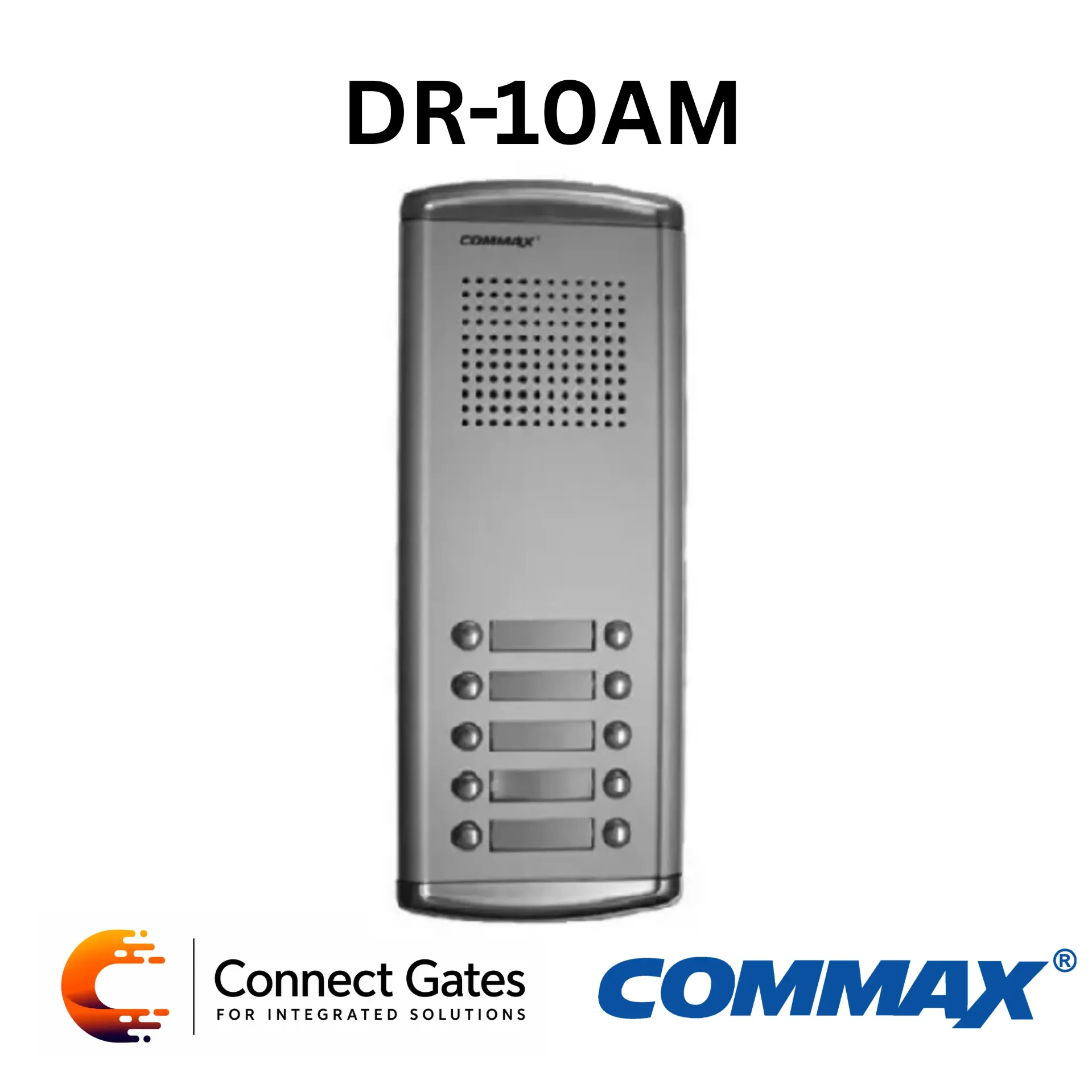 Commax DR-10AM 10-Button Aluminum Audio Intercom Door Panel for Apartment Buildings