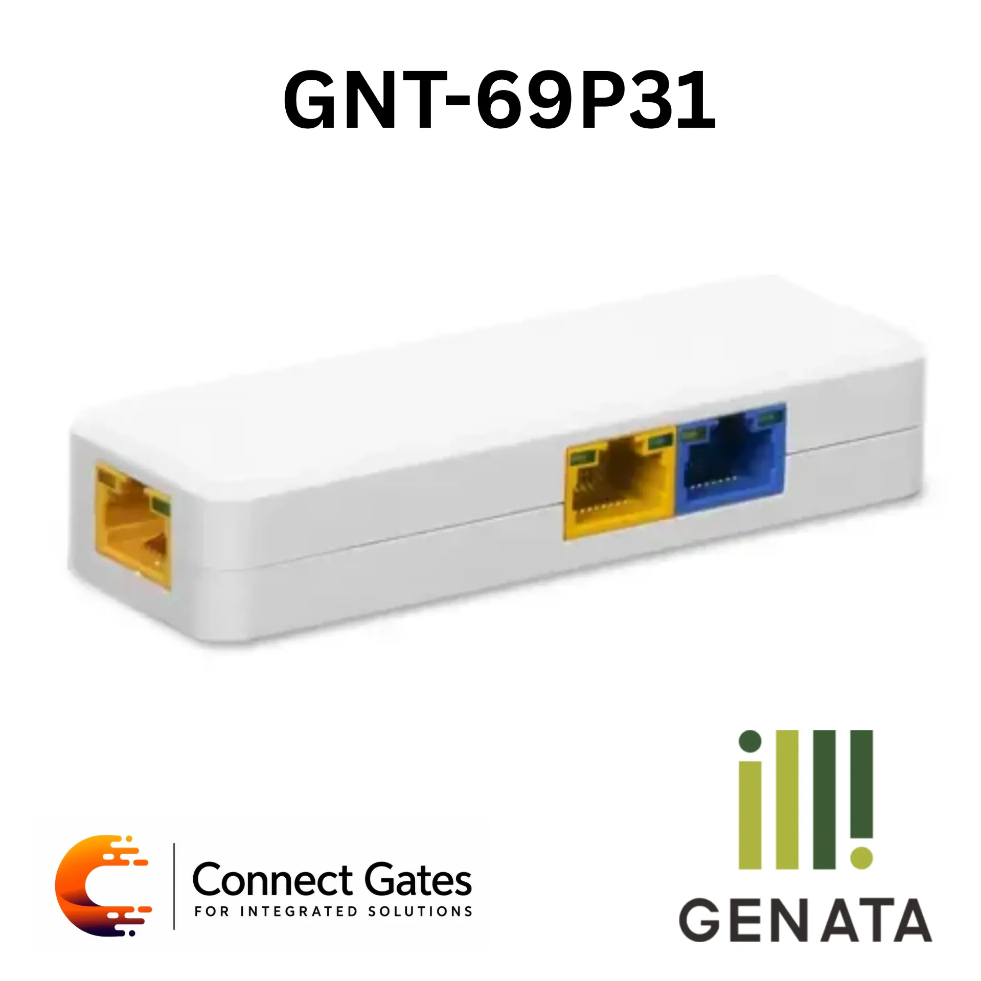 [GNT-69P31] GENATA GNT-69P31 – 2-Port Extend PoE Switch with 1 Fast Ethernet Uplink Port, 60W PoE Powered Input, AI Watchdog, 60W bt PoE, 130m Transmission & 6KV Lightning Protection