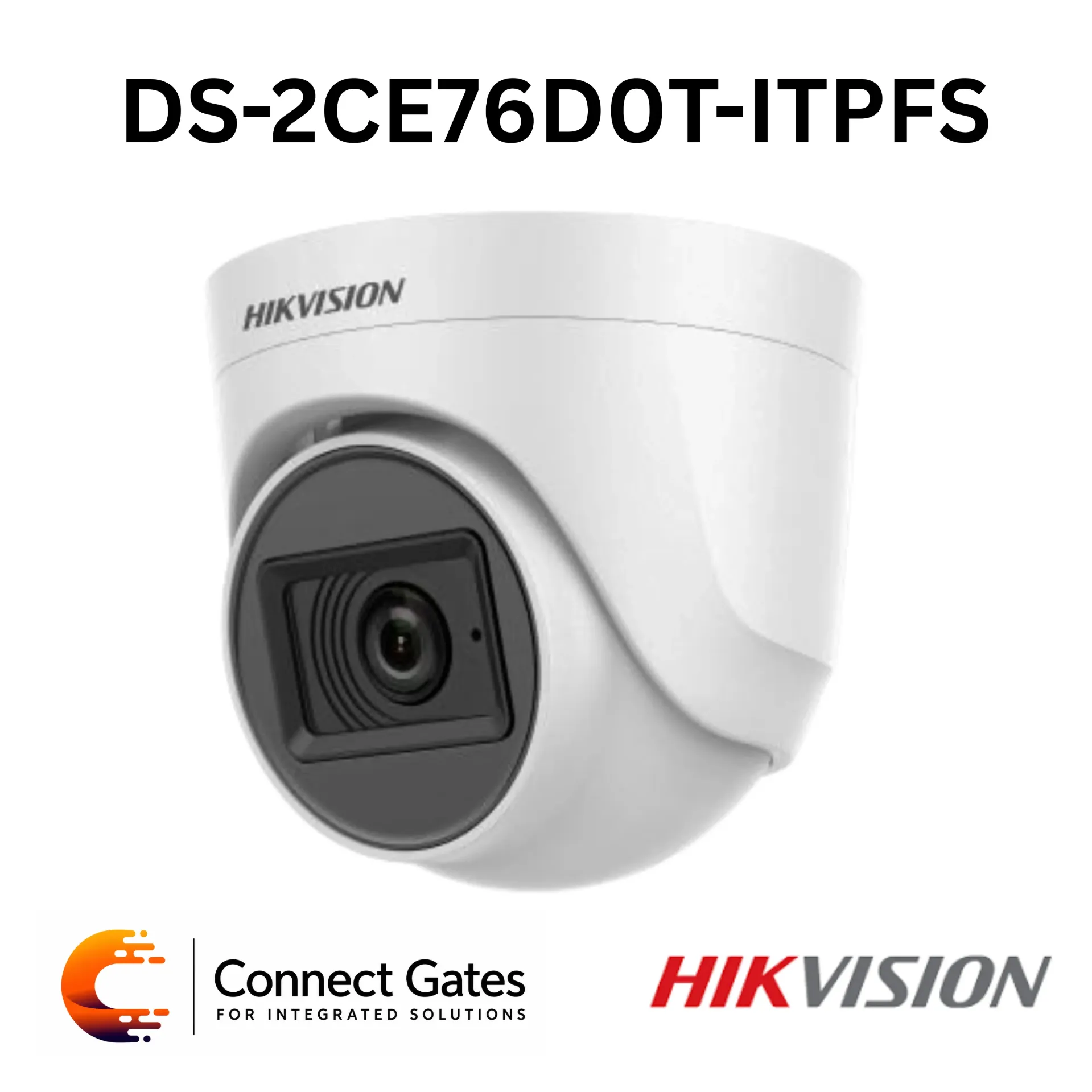 [DS-2CE76D0T-ITPFS] Hikvision DS-2CE76D0T-ITPFS – 2MP Audio Indoor Fixed Turret Camera with Built-in Mic, EXIR 2.0, 20m IR & 4-in-1 Video Output
