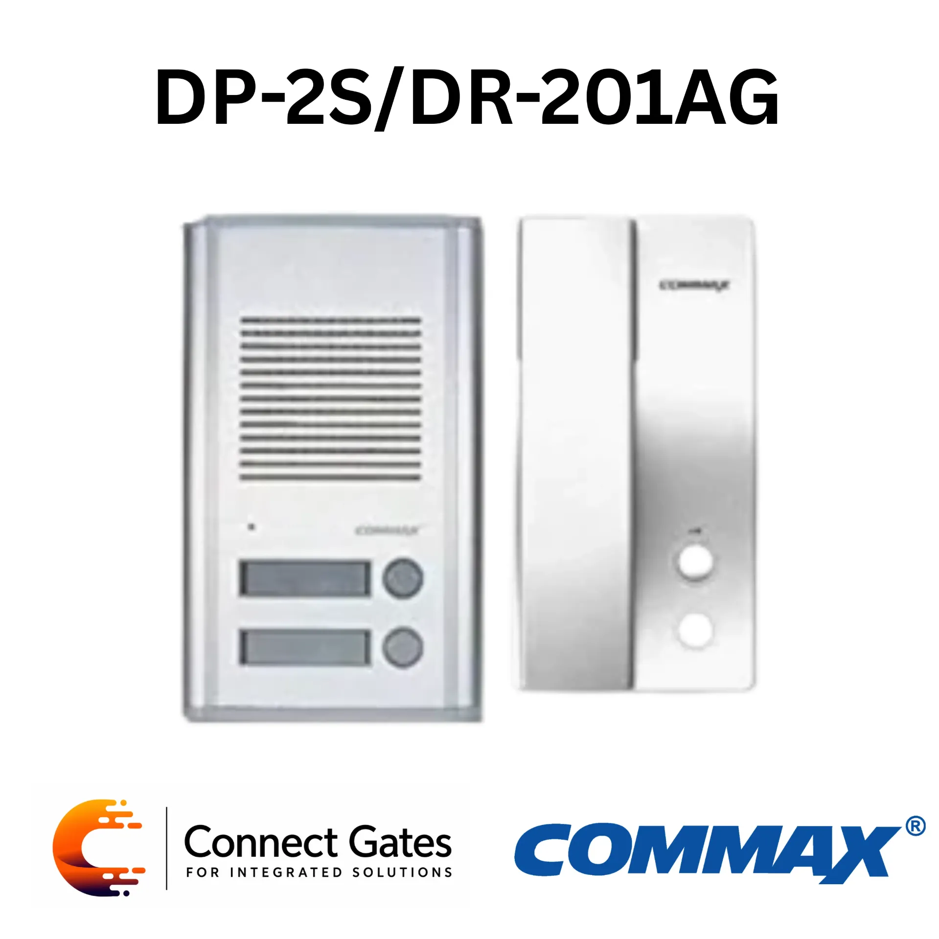 [DP-2S/DR-201AG] Commax DP-2S/DR-201AG 2-Family Audio Door Phone Kit with 2 Indoor Handsets & Aluminum Outdoor Station