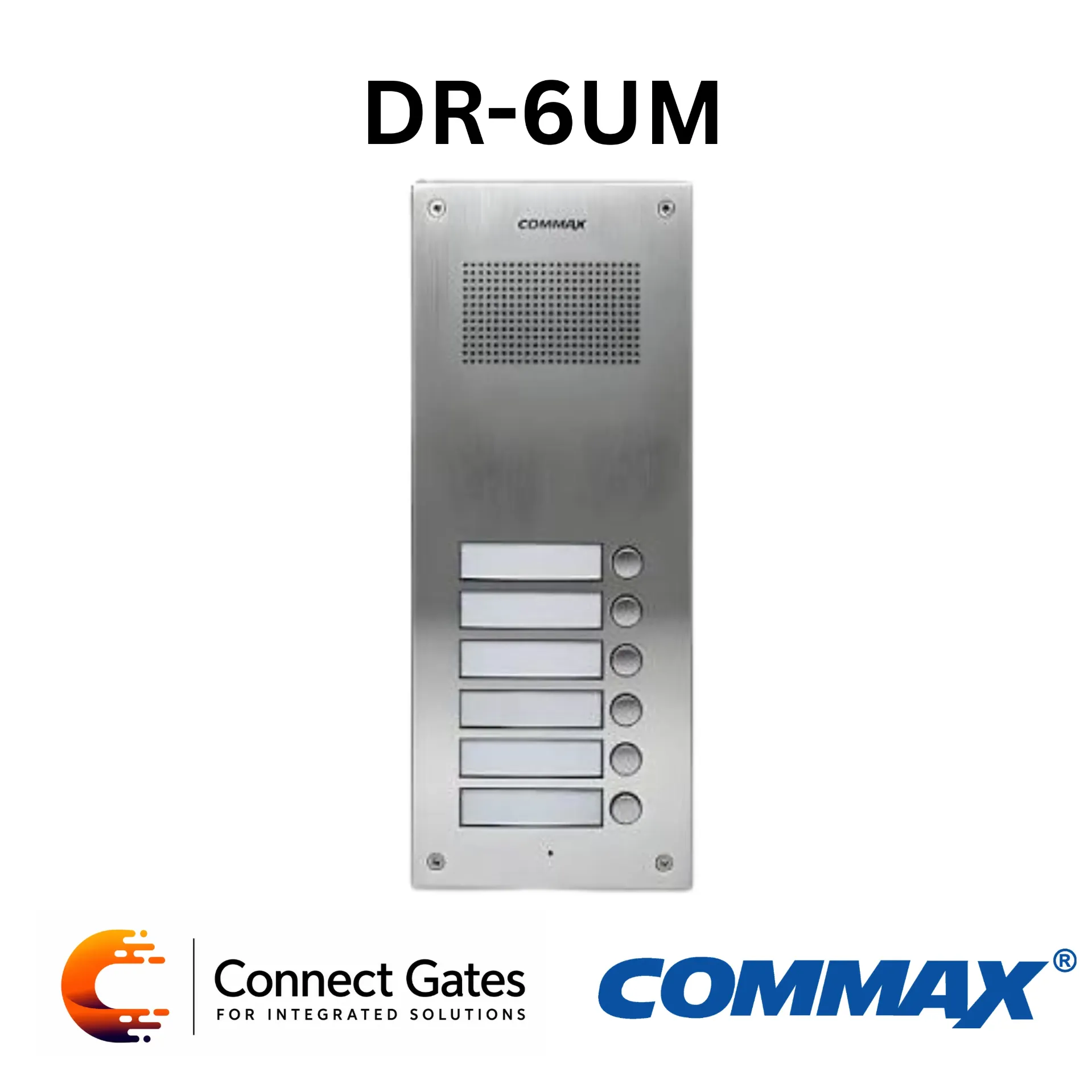 [DR-6UM] Commax DR-6UM 6-Button Aluminum Audio Intercom Door Panel for Multi-Unit Entrances