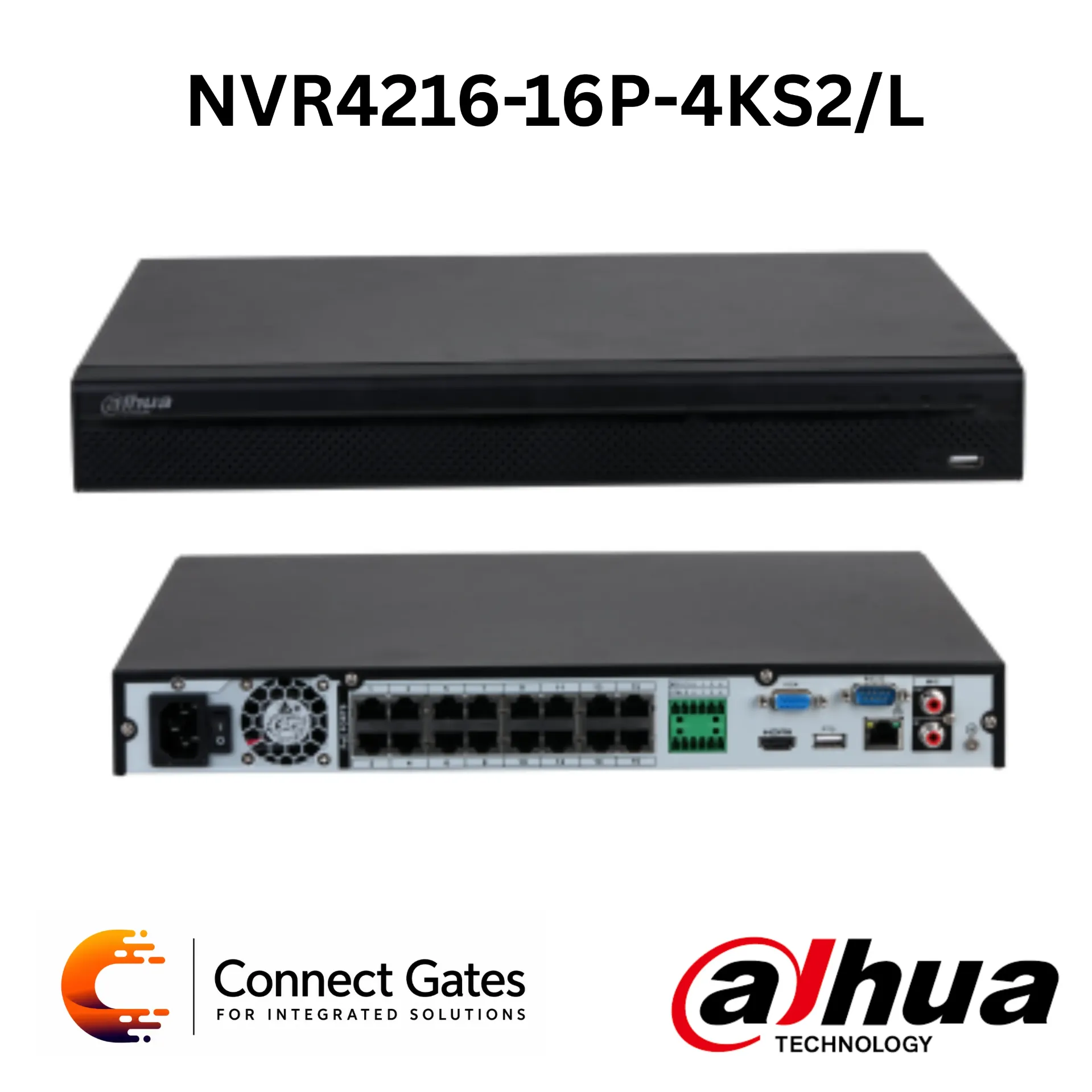 [NVR4216-16P-4KS2/L] Dahua DHI-NVR4216-16P-4KS2/L – 16-Channel Lite NVR with 16 PoE Ports, 2 HDD Bays, 4K HDMI Output, 160Mbps Bandwidth & AI by Camera