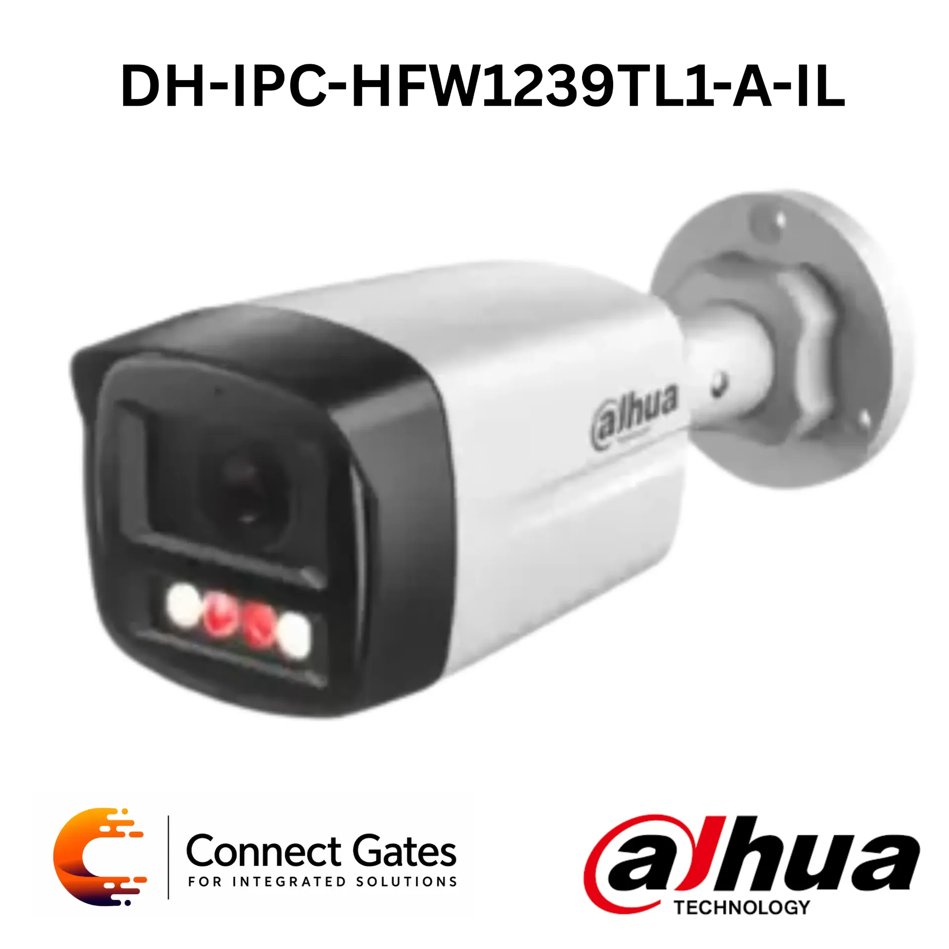 Dahua DH-IPC-HFW1239TL1-A-IL – 2MP Smart Dual Light Bullet IP Camera with Built-in Mic, Human Detection, 30m IR/Warm Light & IP67