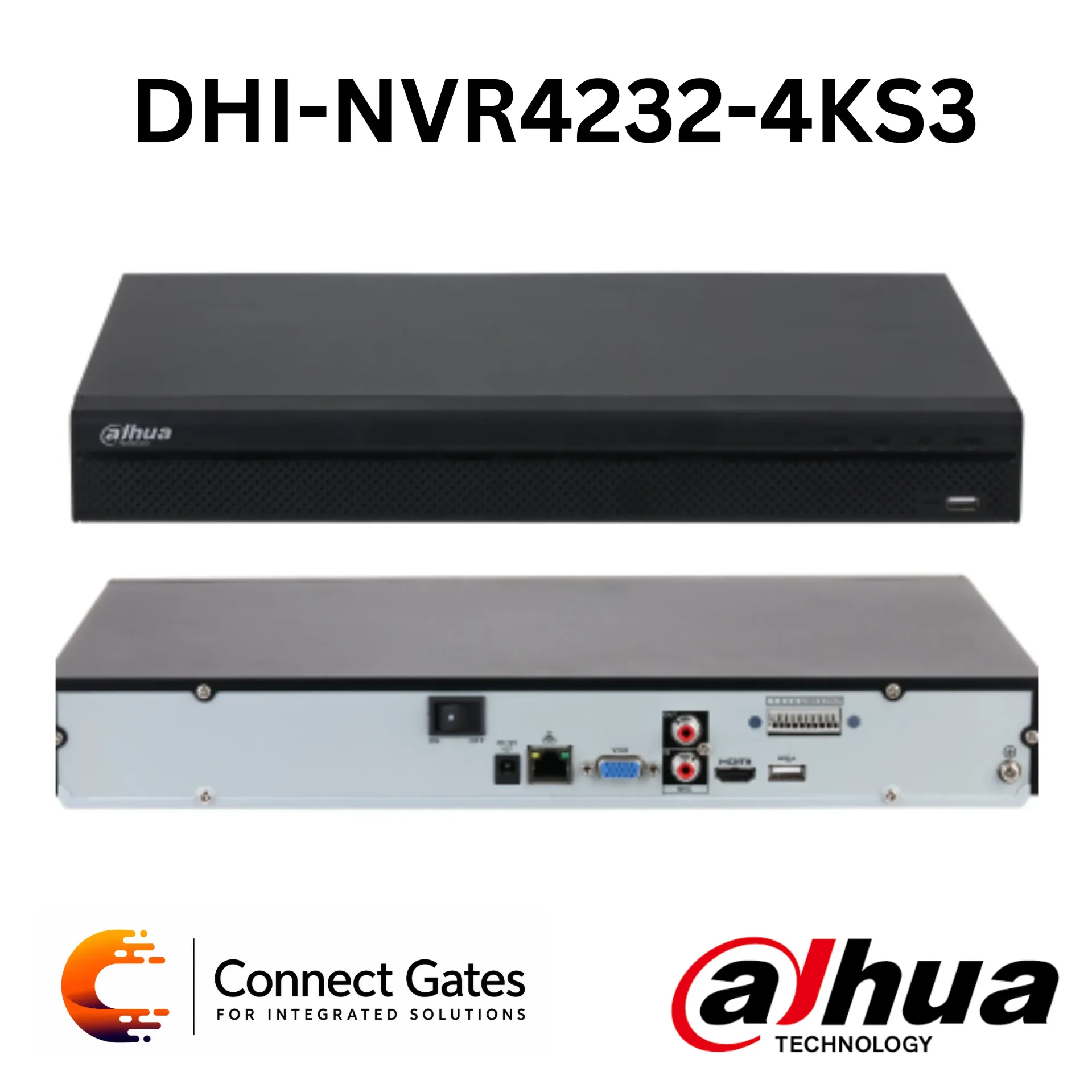 Dahua DHI-NVR4232-4KS3 – 32-Channel Lite NVR with 2 HDD Bays, 4K HDMI Output, SMD Plus, 160Mbps Bandwidth & 12MP Camera Support