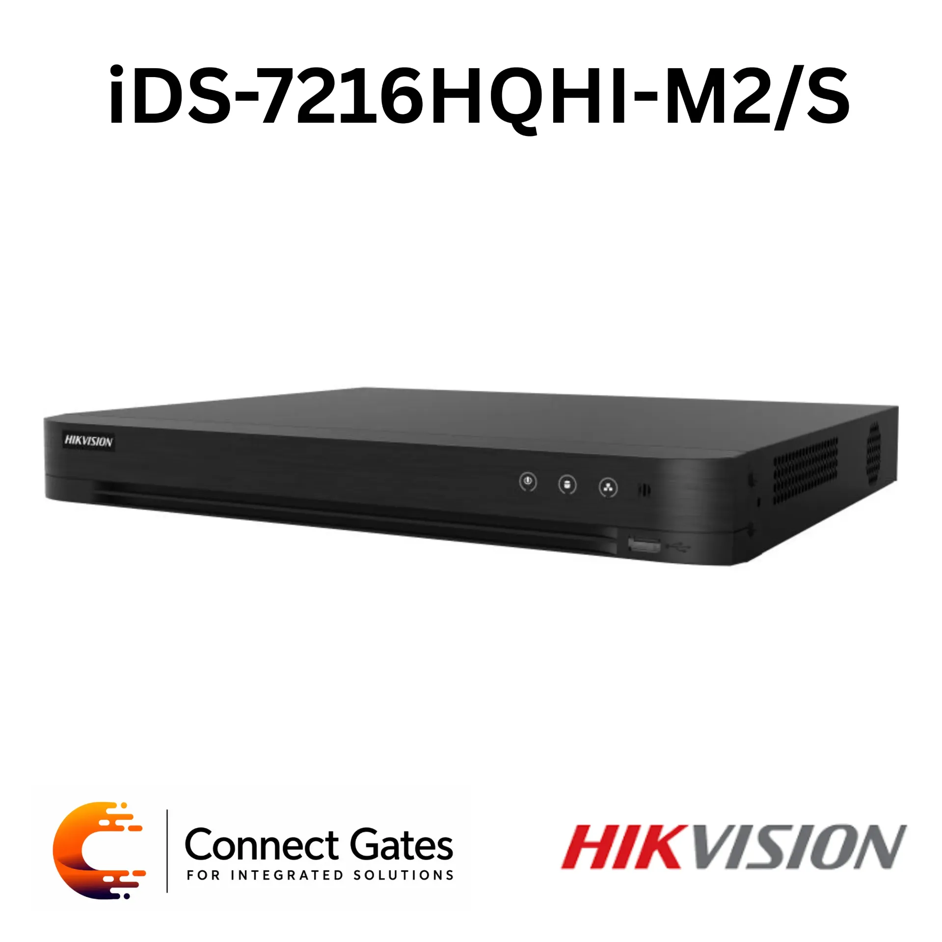Hikvision iDS-7216HQHI-M2/S – 16-Channel Turbo AcuSense DVR with 2 SATA HDD Bays, 24 IP Camera Support, 4K HDMI Output & RS-485