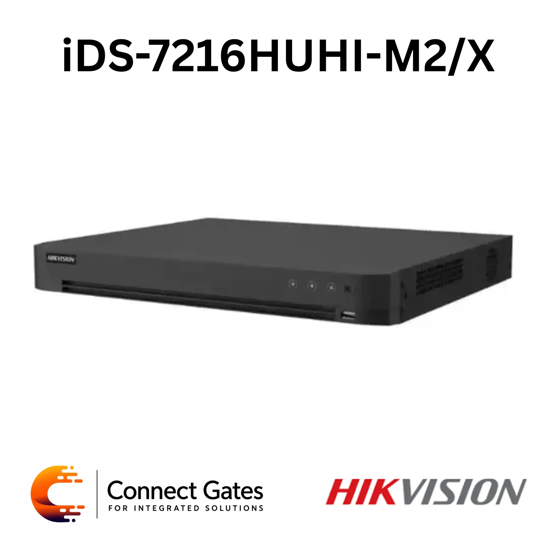 Hikvision iDS-7216HUHI-M2/X – 16-Channel 5MP AcuSense DVR with 2 SATA HDD Bays, 32 IP Camera Support, Facial Recognition & AcuSearch