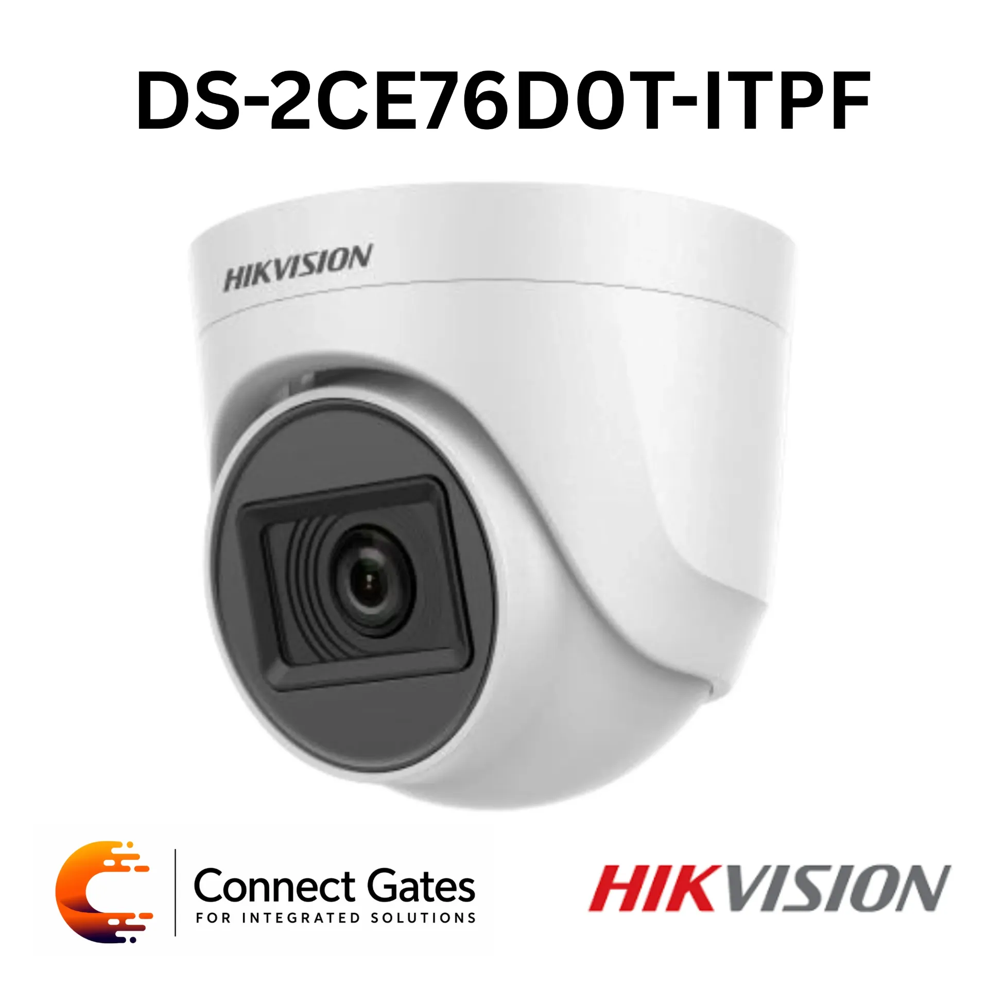 [DS-2CE76D0T-ITPF] Hikvision DS-2CE76D0T-ITPF(C) – 2MP Indoor Fixed Turret Camera with EXIR 2.0, 20m IR & 4-in-1 Video Output