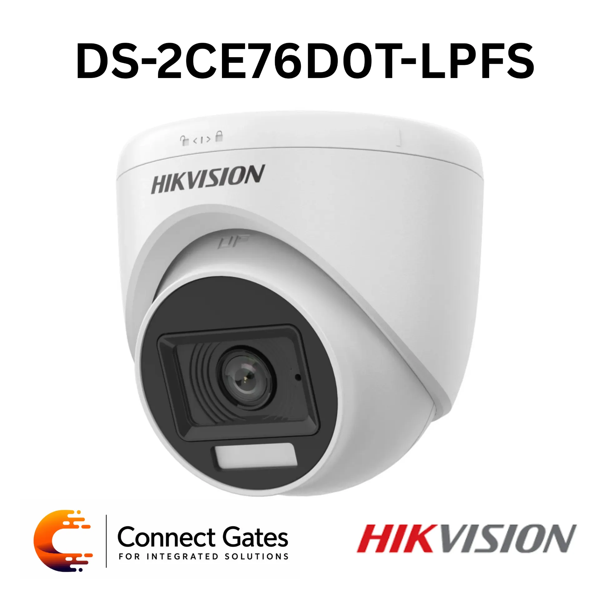 Hikvision DS-2CE76D0T-LPFS – 2MP Dual Light Audio Indoor Fixed Turret Camera with Built-in Mic, 20m IR, 20m White Light & 4-in-1 Video Output