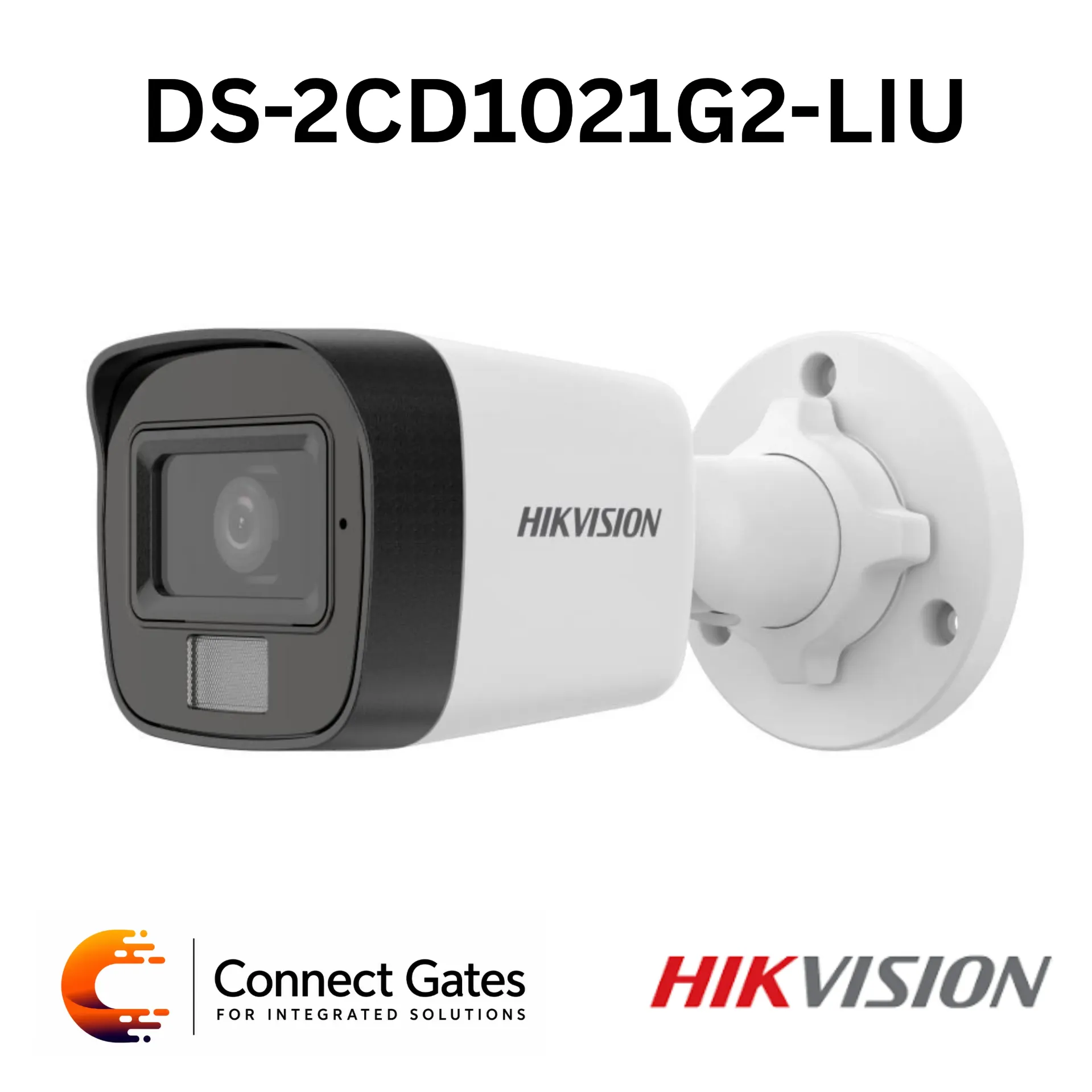 Hikvision DS-2CD1021G2-LIU – 2MP Smart Hybrid Light Fixed Bullet Network Camera with Human Detection, Built-in Mic, 30m IR/White Light, PoE & IP67