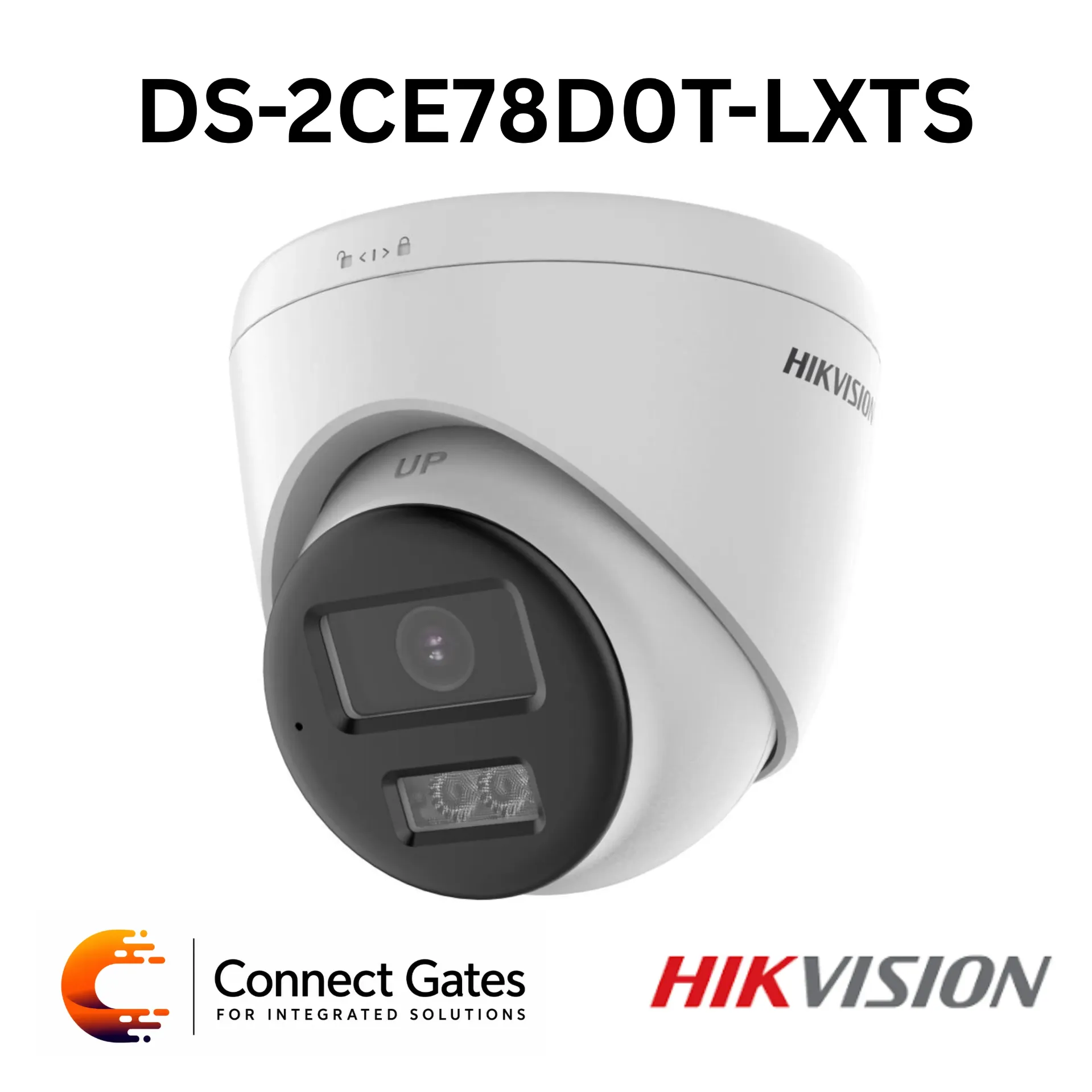 Hikvision DS-2CE78D0T-LXTS – 2MP Two-Way Audio & Siren Fixed Turret Camera with Built-in Mic & Speaker, Red/Blue Strobe Alarm, 40m IR, 40m White Light, IP67