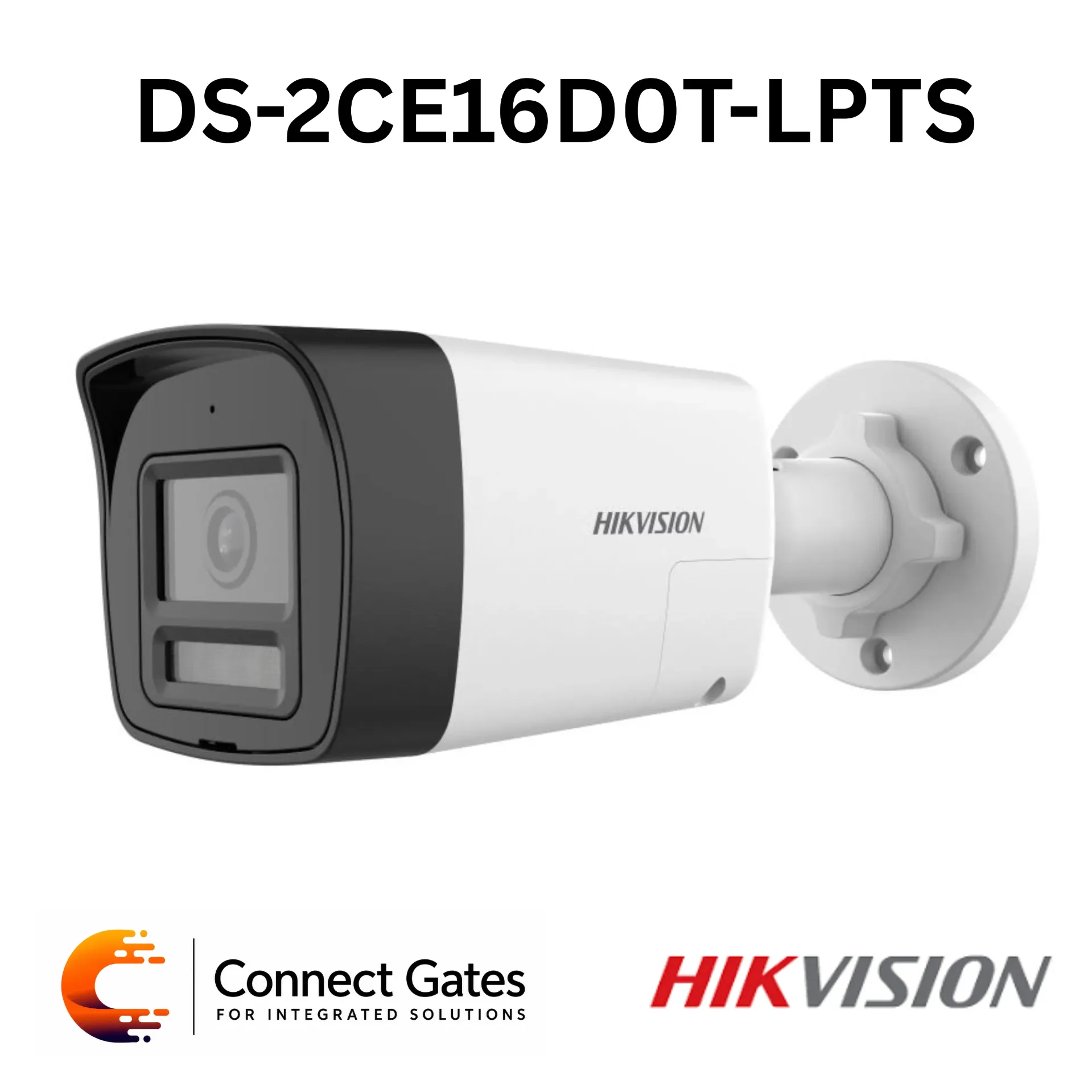 Hikvision DS-2CE16D0T-LPTS – 2MP Two-Way Audio Fixed Mini Bullet Camera with Built-in Mic & Speaker, 25m IR, 20m White Light, IP67