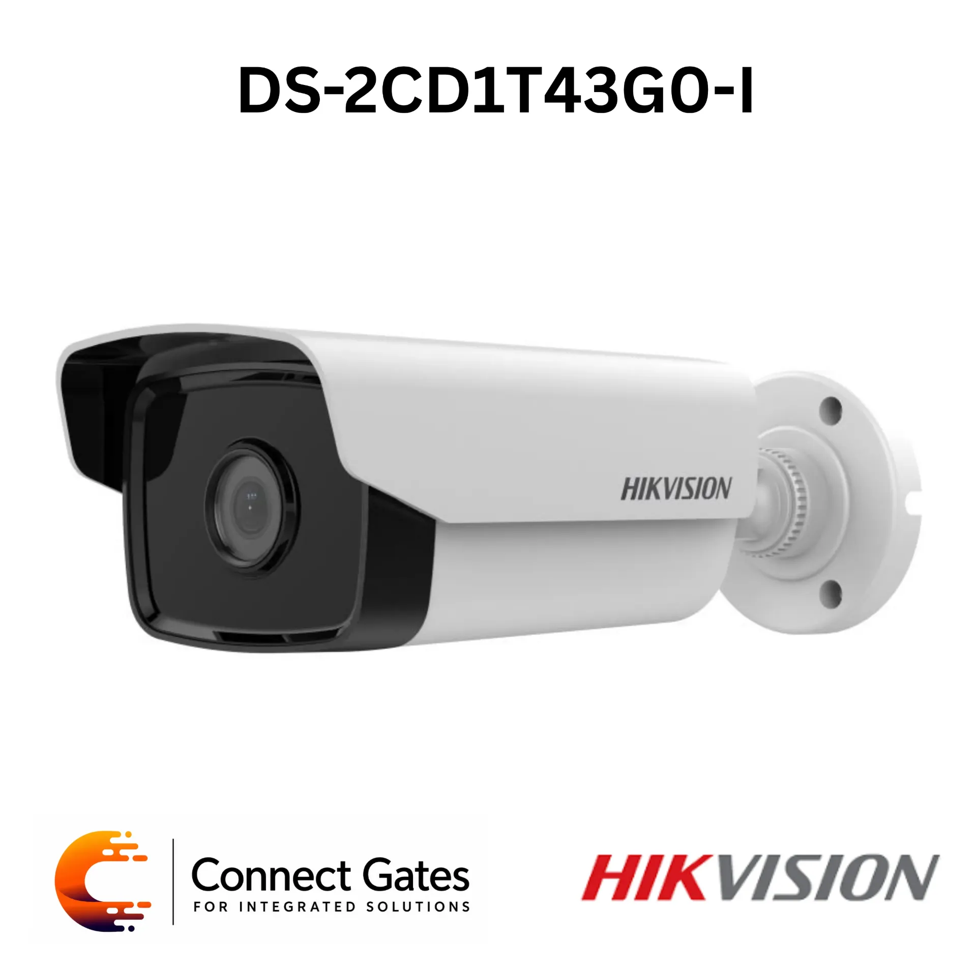 [DS-2CD1T43G0-I] Hikvision DS-2CD1T43G0-I – 4MP IR Fixed Bullet Network Camera with 50m IR, 120dB WDR, H.265+, 4/6mm Lens, PoE & IP67