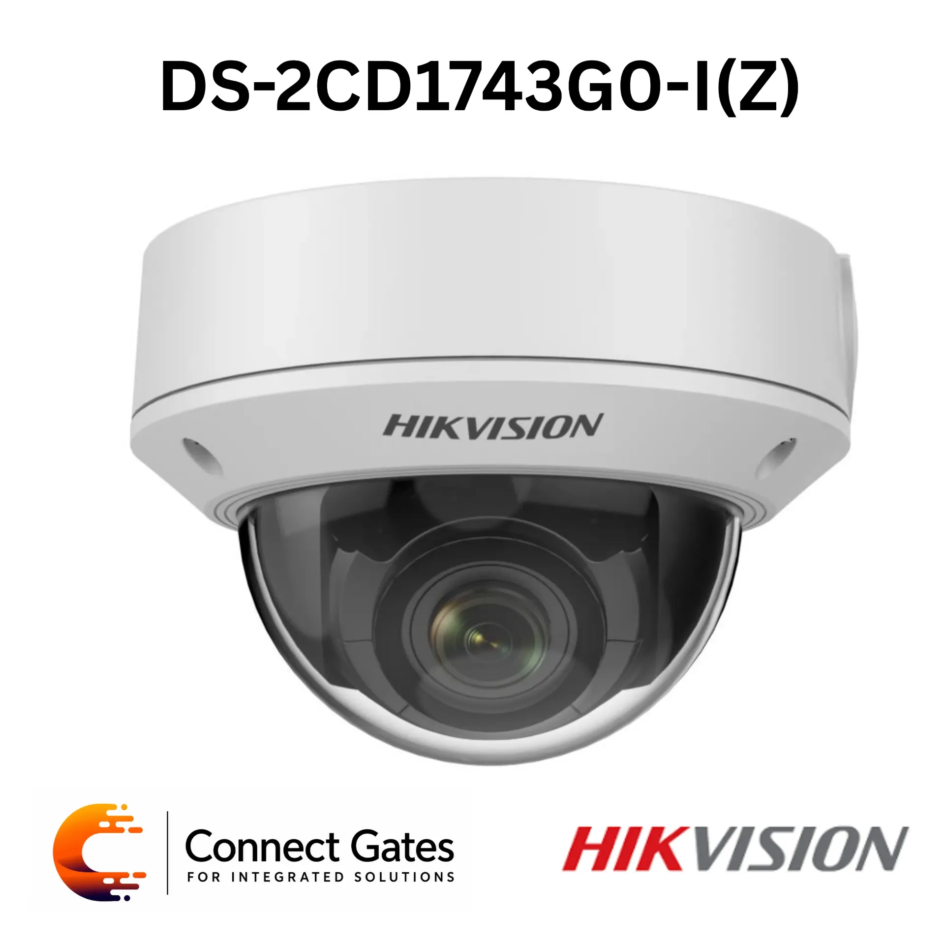 Hikvision DS-2CD1743G0-IZ – 4MP Varifocal Dome Network Camera with Motorized 2.8–12mm Lens, 120dB WDR, EXIR 30m, 256GB SD Support, IP67, IK10 & PoE