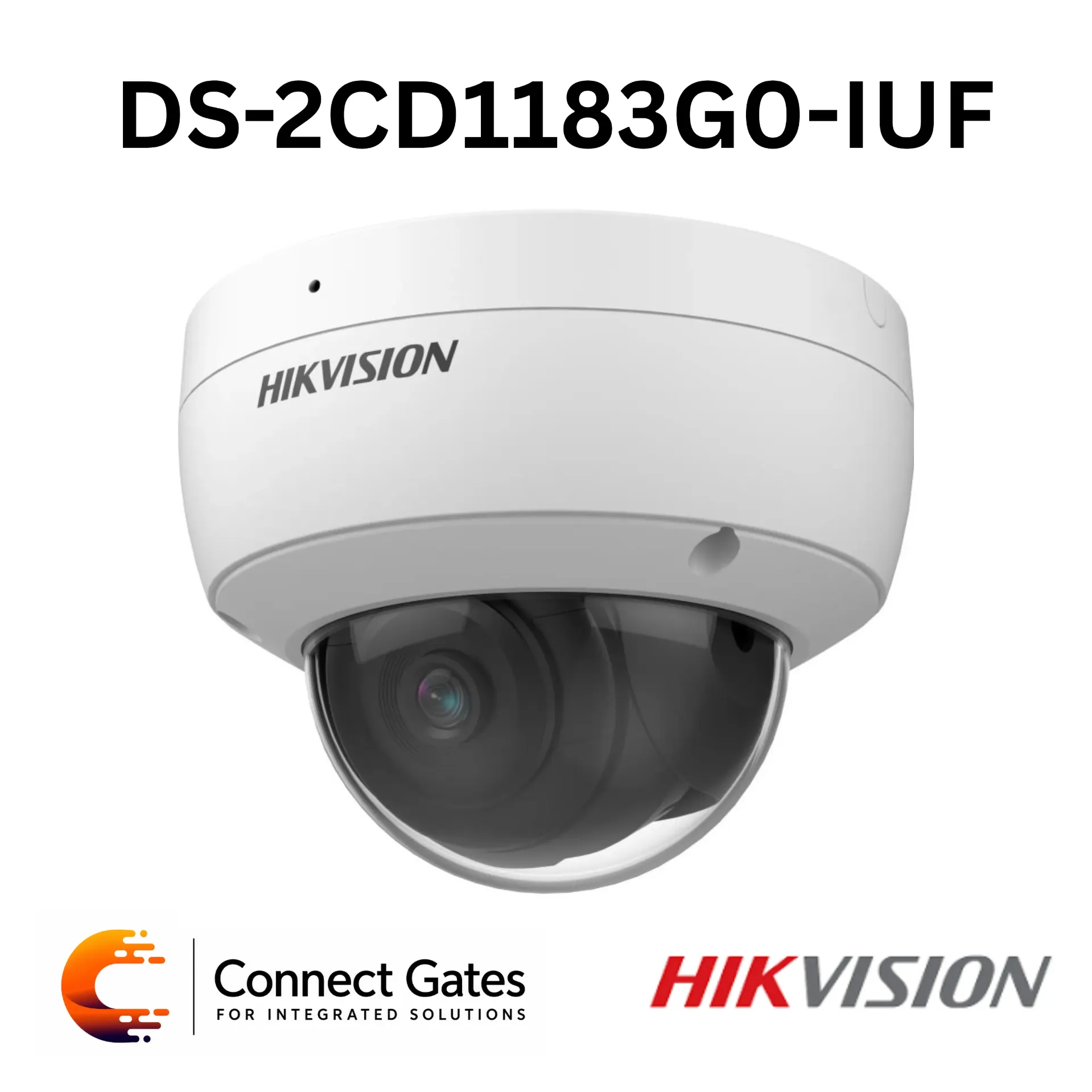 Hikvision DS-2CD1183G0-IUF – 8MP 4K Built-in Mic Fixed Dome Network Camera with EXIR 2.0, H.265+, 120 dB WDR & IP67/IK10