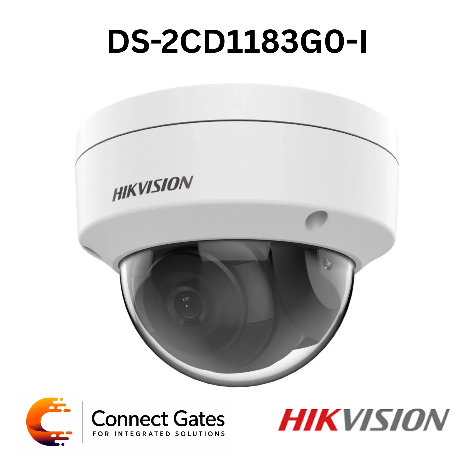Hikvision DS-2CD1183G0-I – 8MP 4K Fixed Dome Network Camera with 120dB WDR, EXIR 30m, H.265+ Compression, IP67, IK10 & PoE