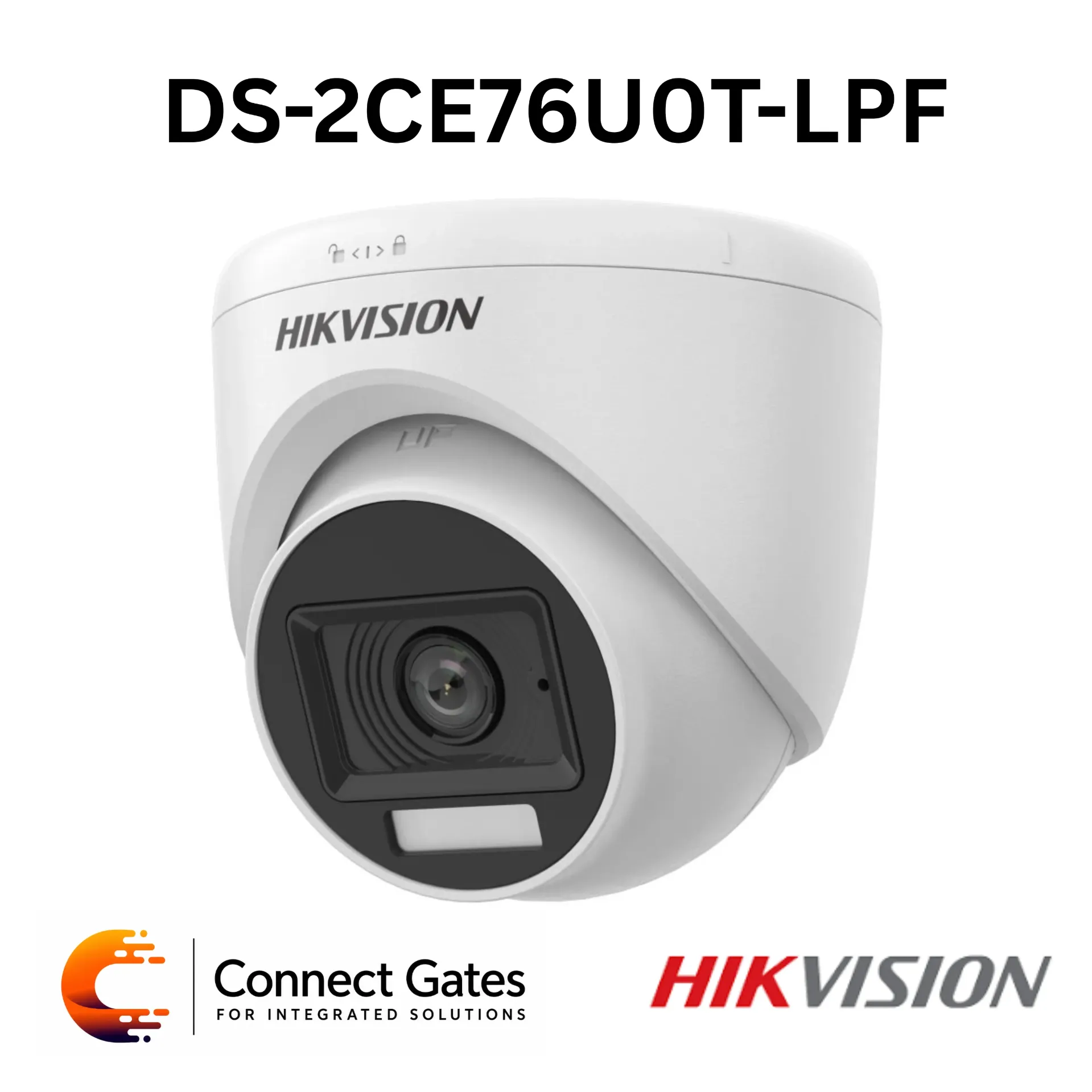 [DS-2CE76U0T-LPF] Hikvision DS-2CE76U0T-LPF – 4K Smart Hybrid Light Fixed Turret Camera with 20m IR, 20m White Light, 4-in-1 TVI/AHD/CVI/CVBS Output & Digital WDR