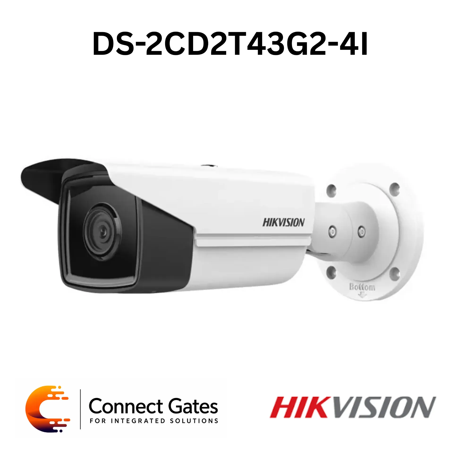 Hikvision DS-2CD2T43G2-4I – 4MP AcuSense Fixed Bullet Network Camera with 80m IR, Human & Vehicle Detection, H.265+ & IP67