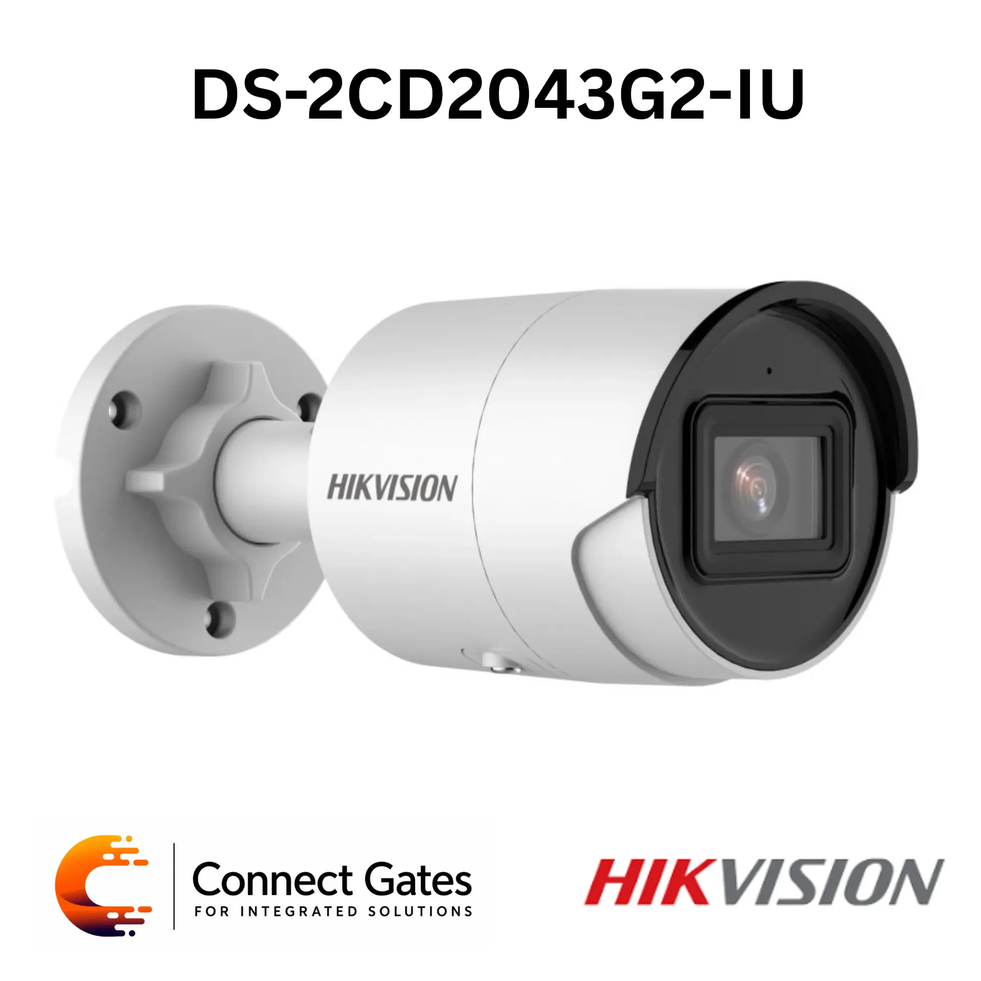 Hikvision DS-2CD2043G2-IU – 4MP AcuSense Fixed Bullet Network Camera with Built-in Microphone, IR, H.265+ & IP67