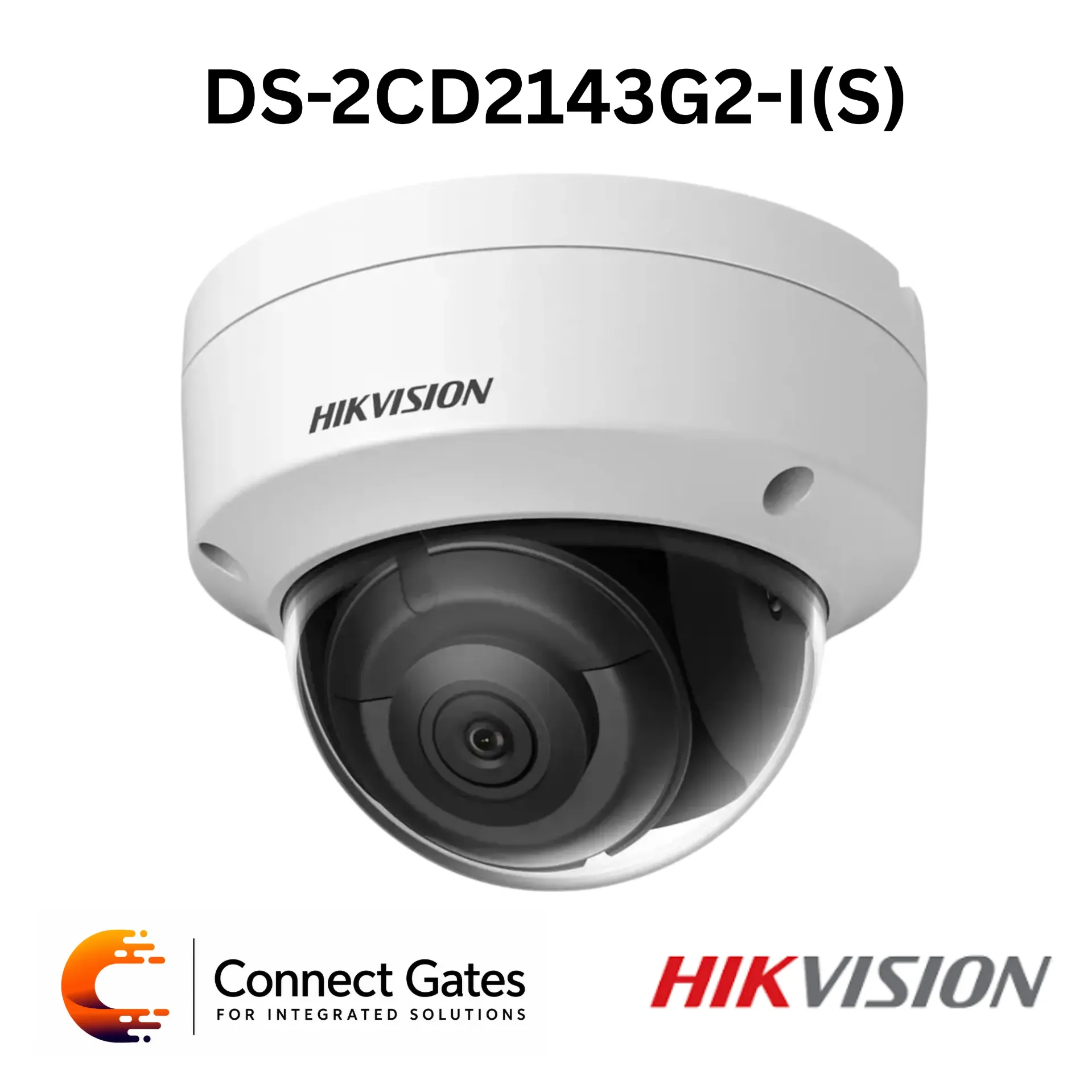 Hikvision DS-2CD2143G2-I – 4MP AcuSense Fixed Dome Network Camera with Human/Vehicle Detection, 120dB WDR, 512GB SD Support, IP67, IK10 & PoE