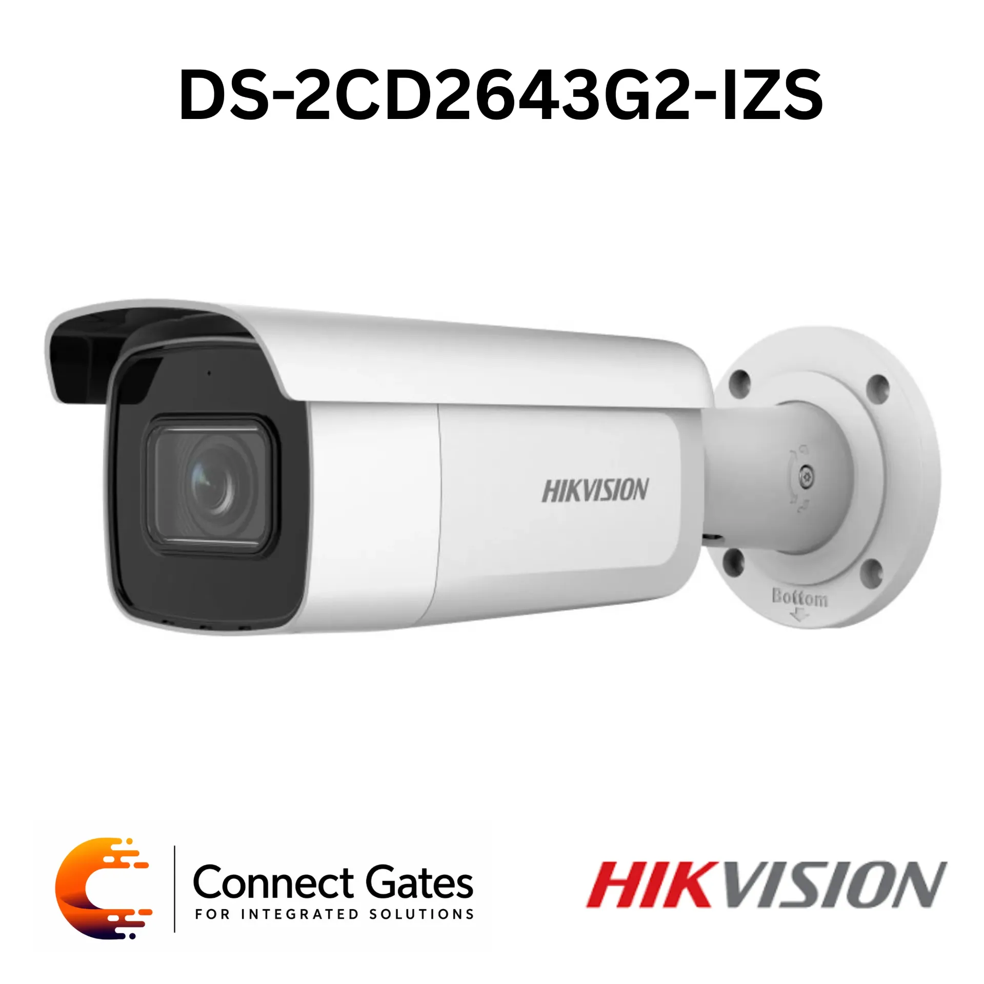 Hikvision DS-2CD2643G2-IZS – 4MP AcuSense Motorized Varifocal Bullet Network Camera with IR, Audio/Alarm, H.265+ & IP67/IK10