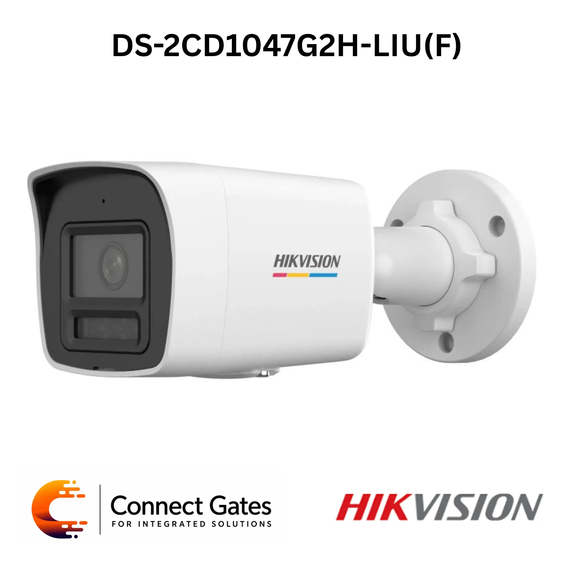 Hikvision DS-2CD1047G2H-LIU – 4MP ColorVu Smart Hybrid Light Fixed Bullet Network Camera with Human/Vehicle Detection, Built-in Microphone, 30m Light Range & IP67