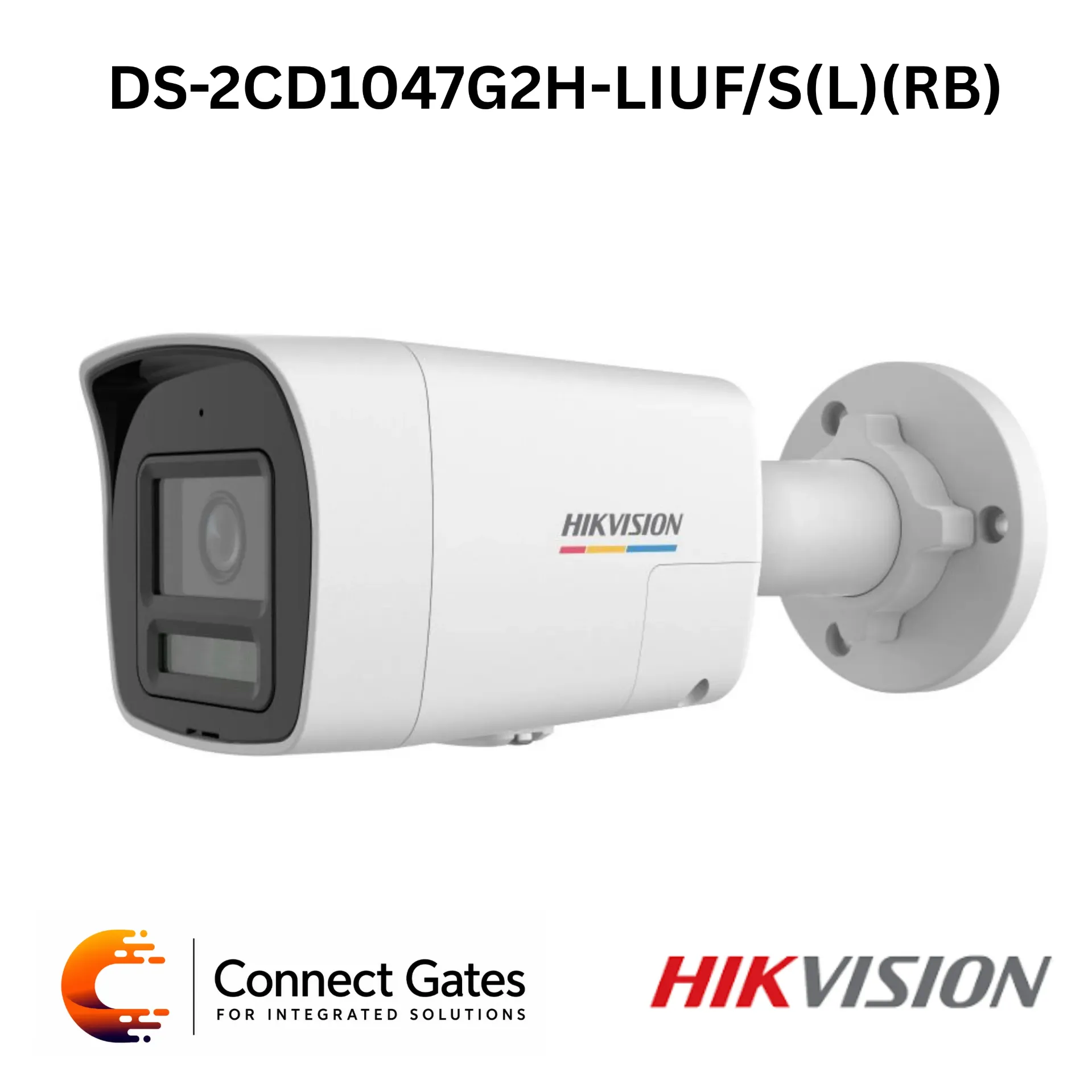 Hikvision DS-2CD1047G2H-LIUF/SL – 4MP ColorVu Smart Hybrid Light Fixed Bullet Network Camera with Person/Vehicle Detection, Two-Way Audio, Strobe Alarm, 512GB SD Support & IP67
