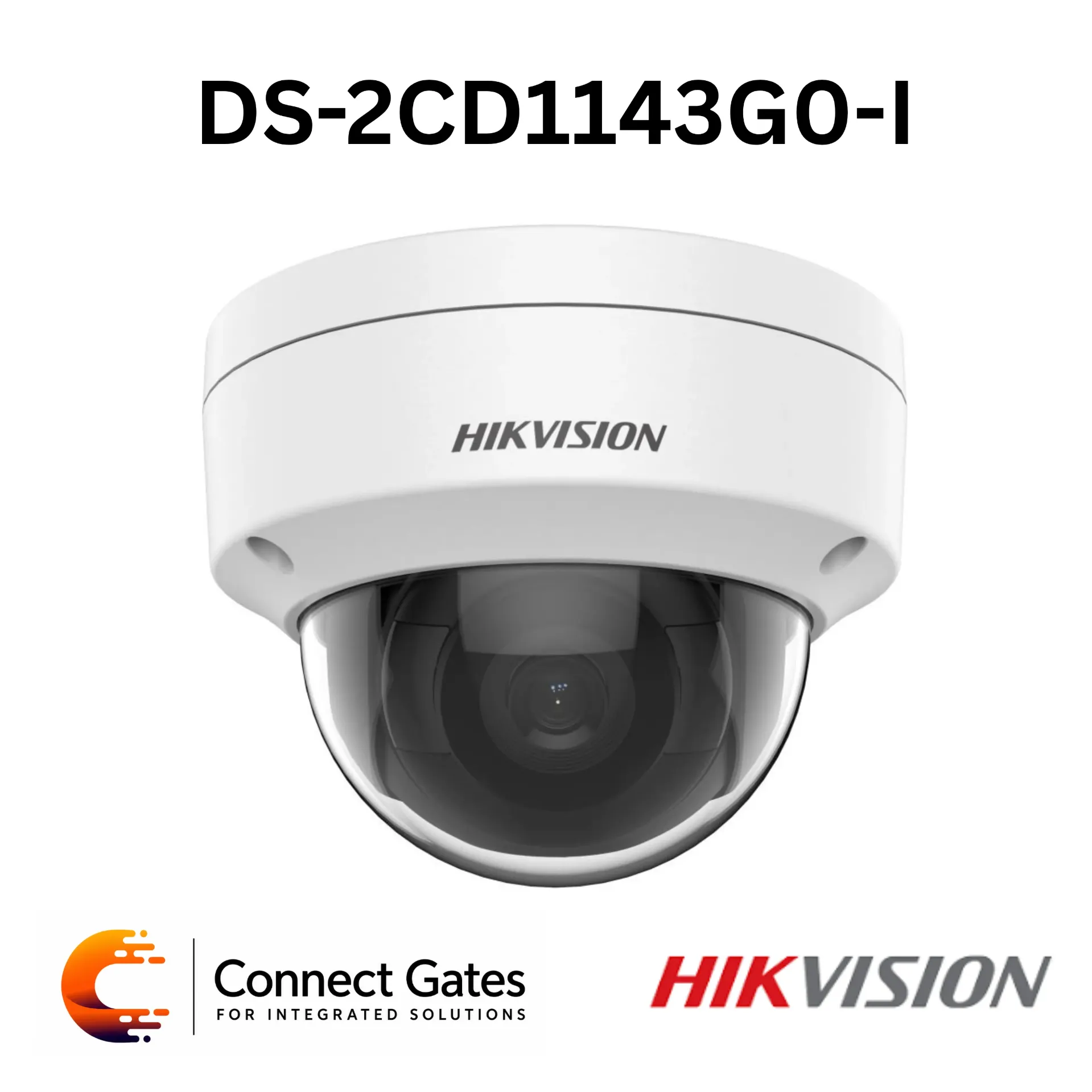 Hikvision DS-2CD1143G0-I – 4MP Fixed Dome Network Camera with EXIR 2.0, 30m IR, 120dB WDR, H.265+, PoE, IP67 & IK10